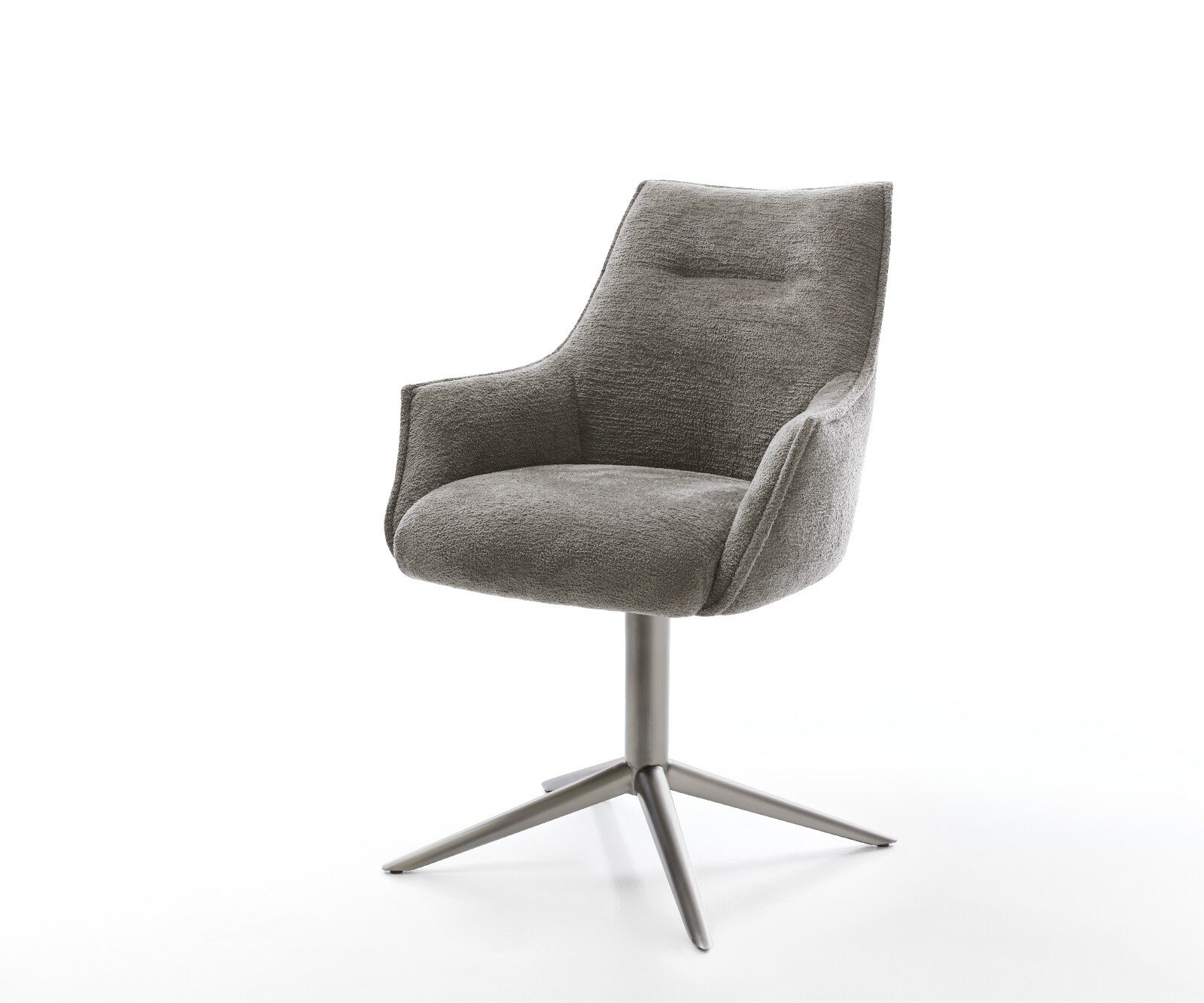 Draaistoel Alja-Flex met armleuning bouclé zacht mud kruispoot grafiet 360° draaibaar rocker-functie pocketveer kern 1