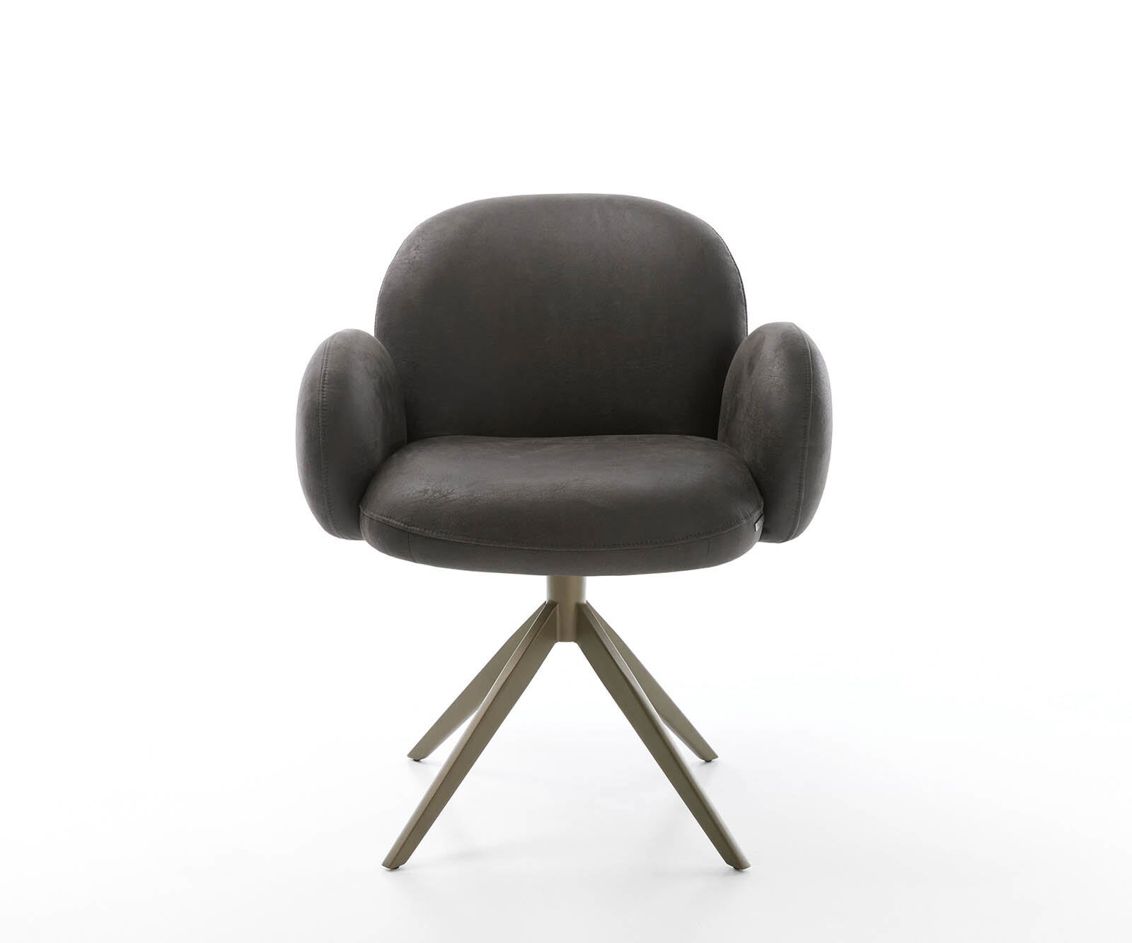 Draaistoel Nube-Flex met armleuning microvelours antraciet vintage kruisframe breed afwerking met titanium 360° draaibaar pocketveer kern 1