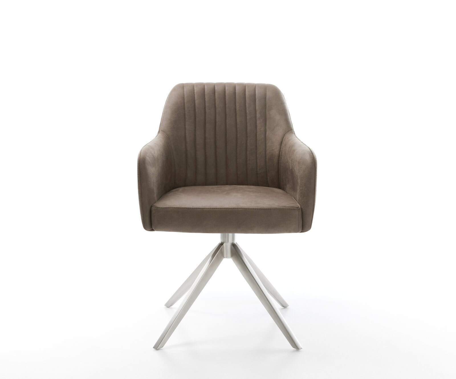 Draaistoel Greg-Flex microvelours taupe vintage kruisframe breed roestvrij staal 360° draaibaar rocker-functie pocketveer kern 1