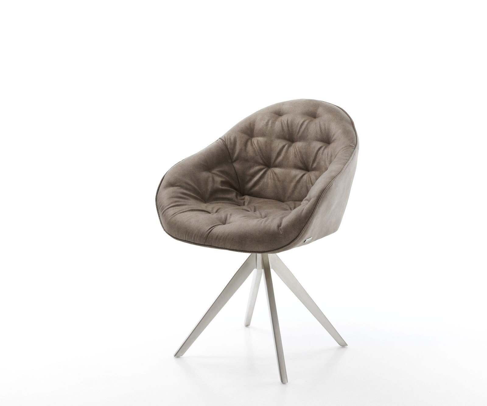 Eetkamerstoel Gaio-Flex microvelours taupe vintage kruisframe hoekig roestvrij staal