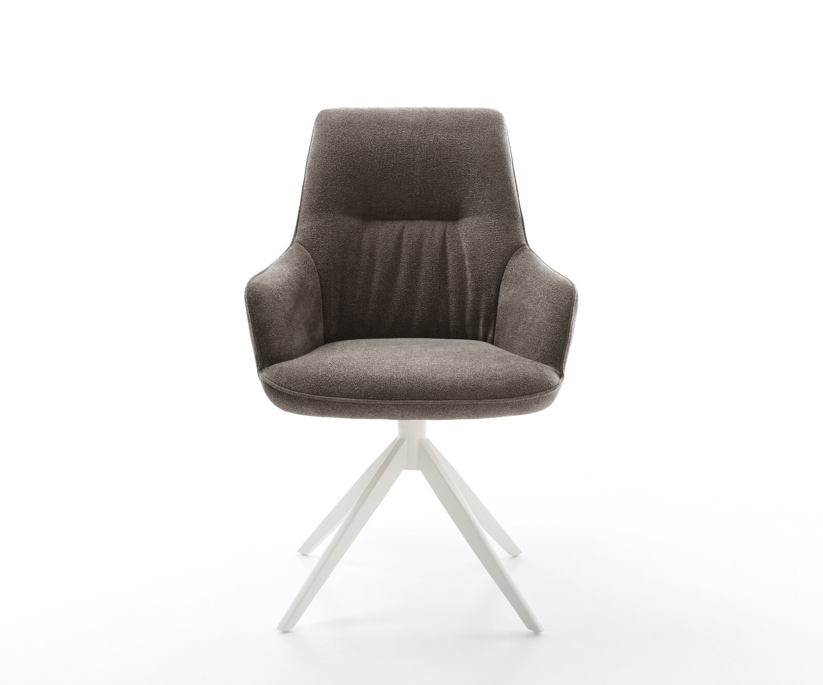 Draaistoel Zelia-Flex met armleuning zachte stof met structuur taupe kruisframe breed wit 360° draaibaar rocker-functie pocketveer kern 2