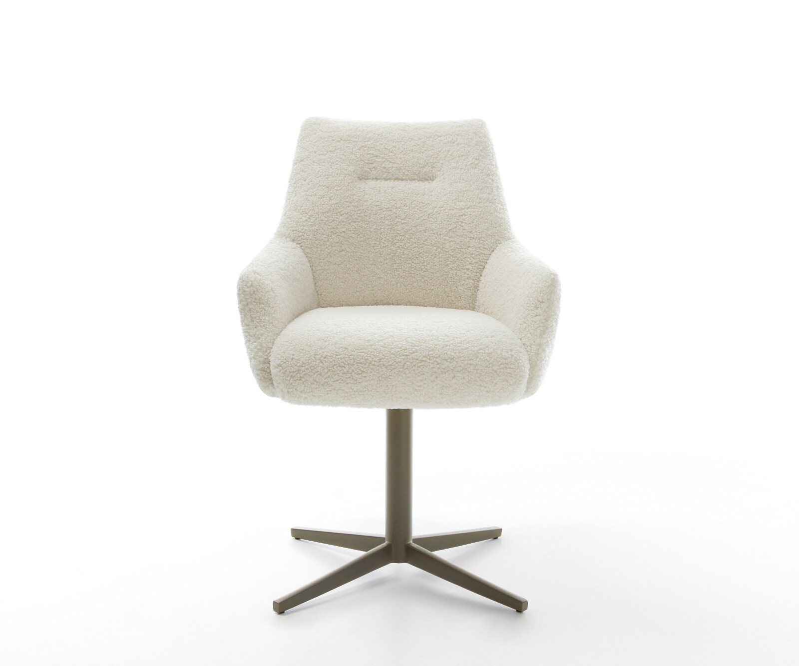 Draaistoel Alja-Flex met armleuning teddy beige kruispoot afwerking met titanium 360° draaibaar pocketveer kern 2