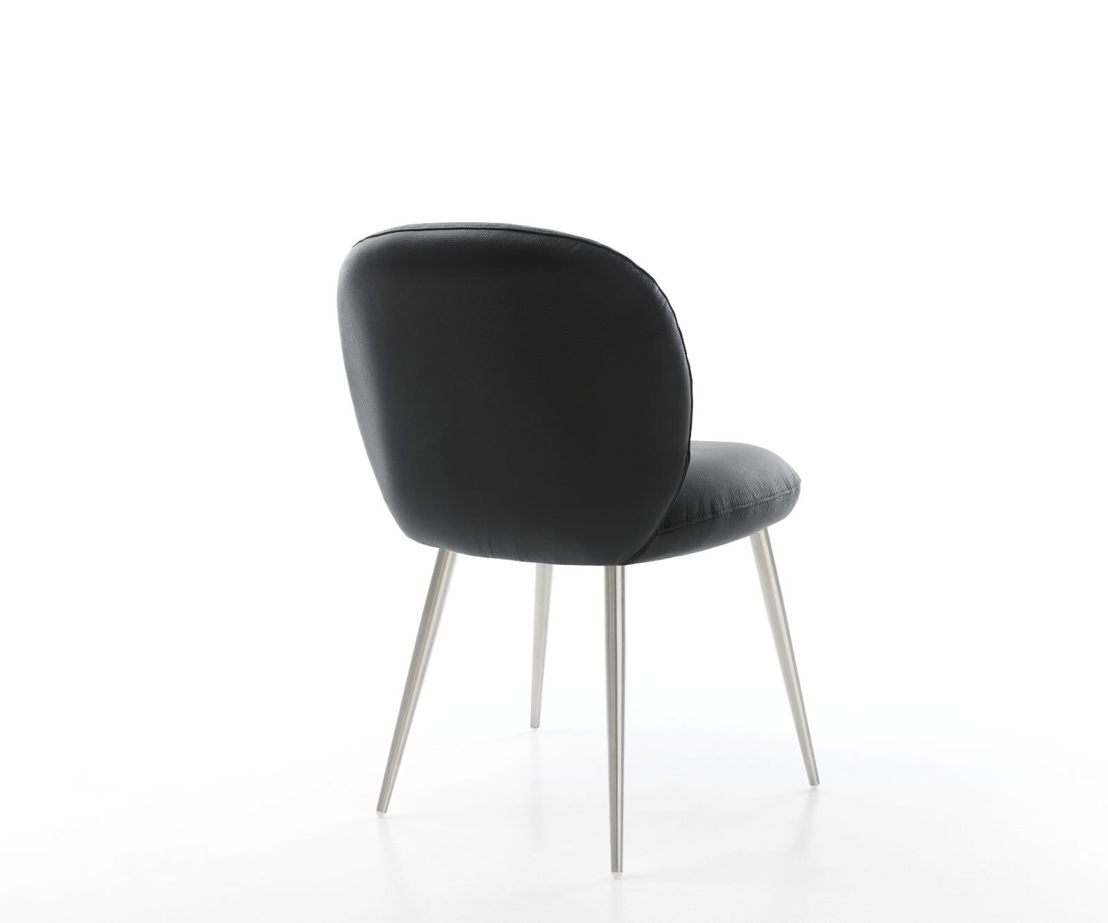 Eetkamerstoel Nube-Flex echt leer zwart 4-poot conisch roestvrij staal pocketveer kern 4 Eetkamerstoel Nube-Flex echt leer zwart 4-poot conisch roestvrij staal pocketveer kern 4