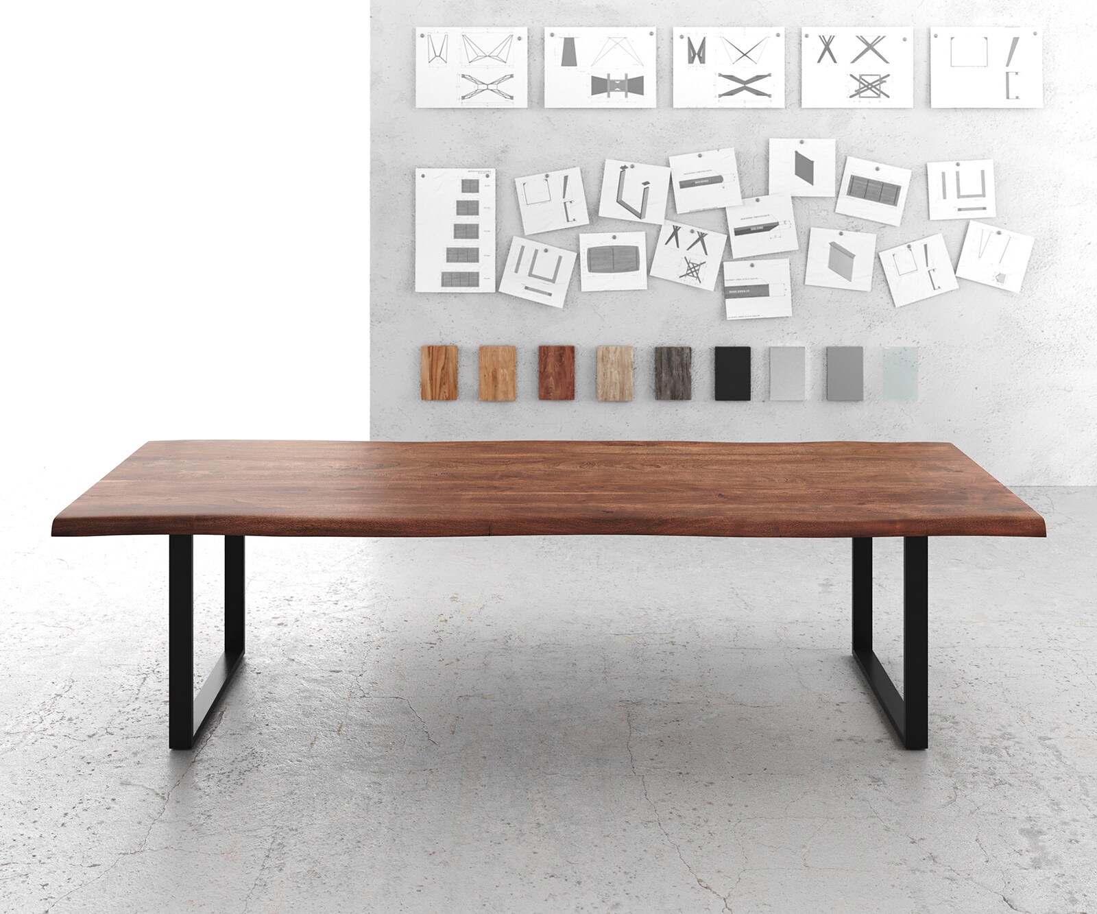 Eettafel Classic-Edge 300x100 acacia natuur frame hoekig metaal zwart 1