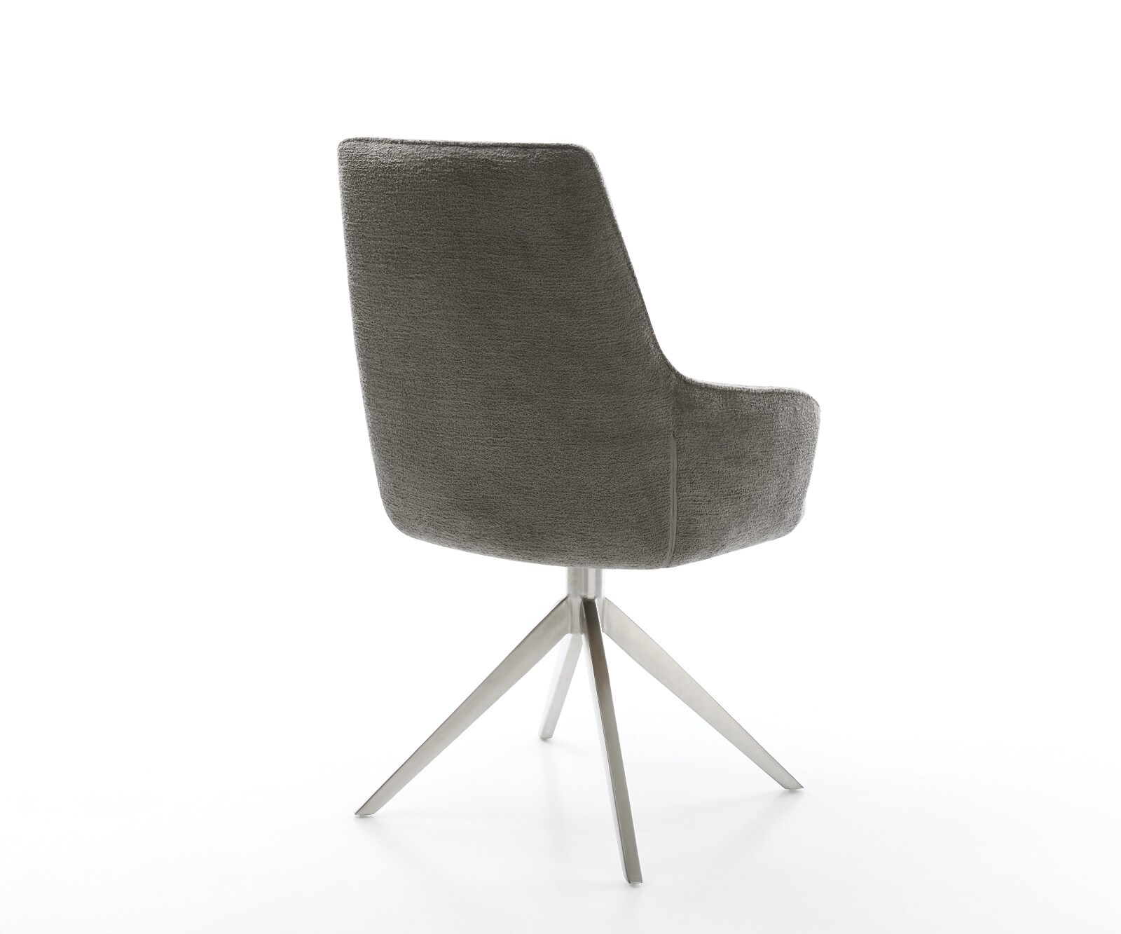 Draaistoel Zelia-Flex met armleuning bouclé zacht mud kruisframe breed roestvrij staal 360° draaibaar rocker-functie pocketveer kern 4