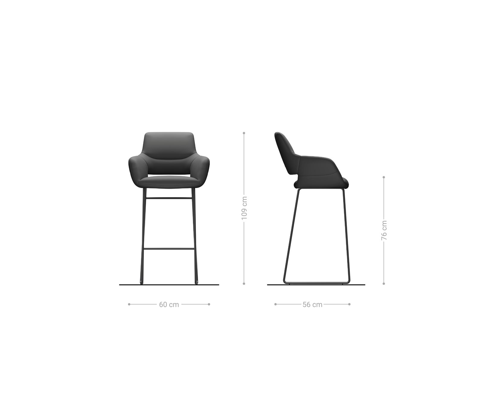 Barstoel Yago-Flex microvezel antraciet vintage sledepootframe metaal zwart pocketvering 6