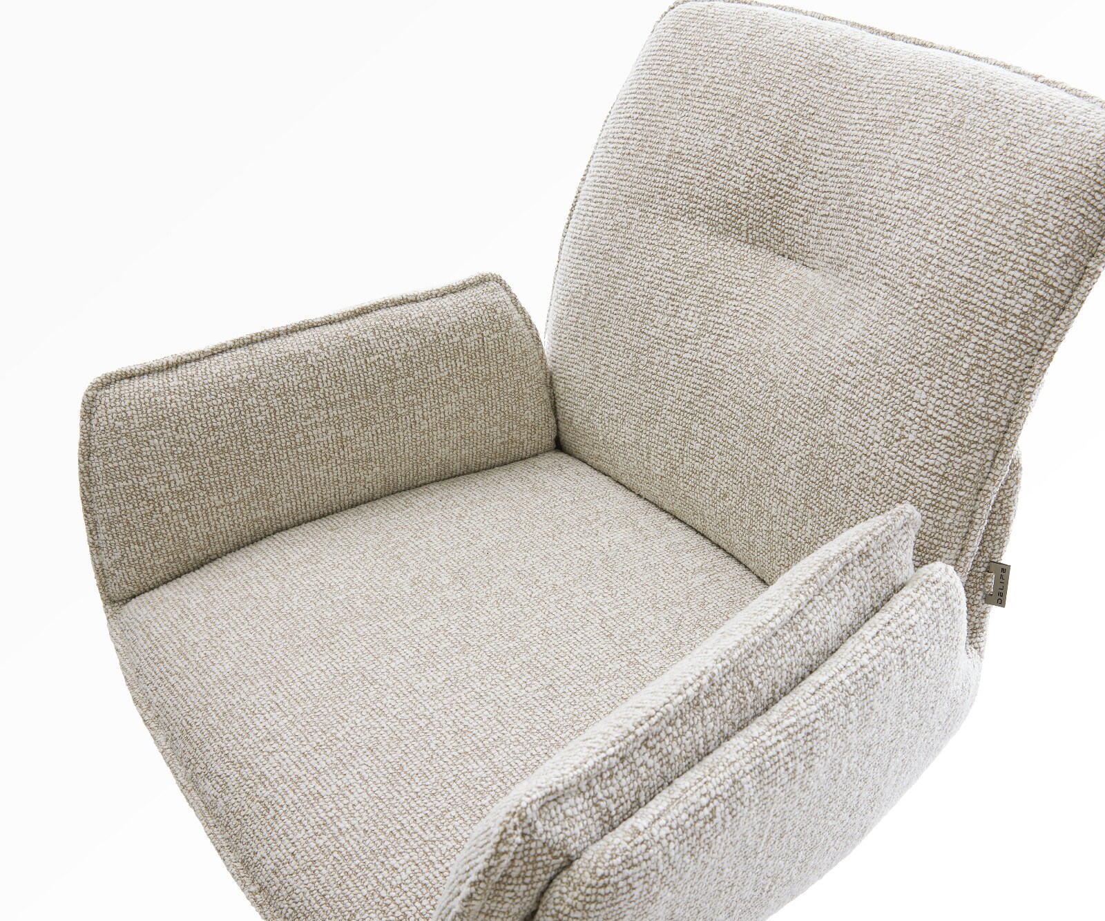 Barstoel Nela-Flex Zachte Geweven stof Beige Vrijkantelframe plat roestvrij staal Zilver 4