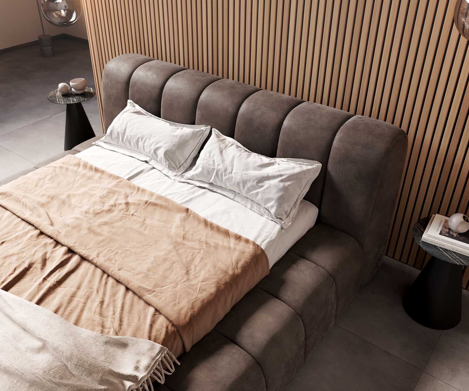 Bedombouw Cutio 140x200 cm microvezel taupe vintage 5 Bedombouw Cutio 140x200 cm microvezel taupe vintage 5