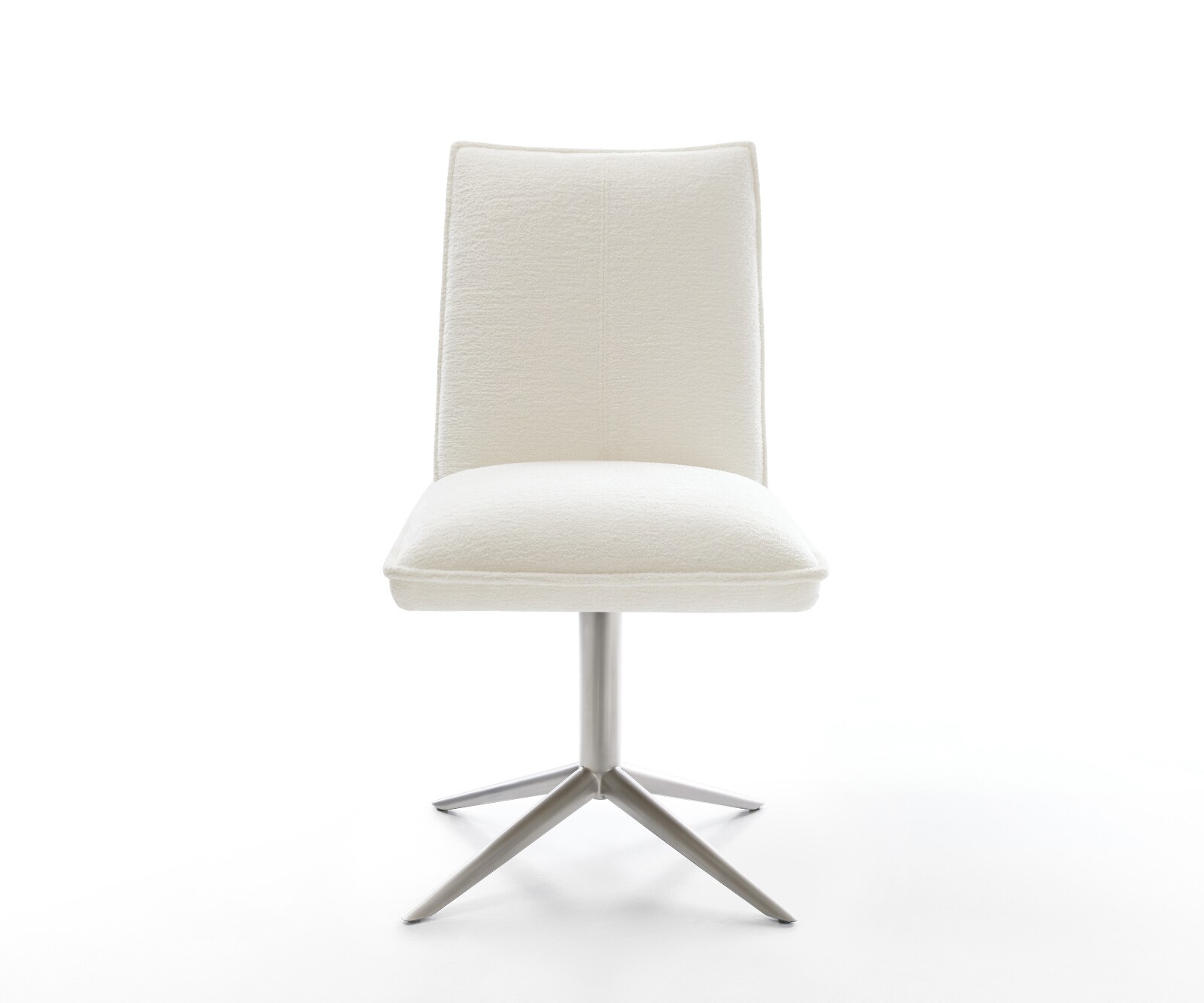 Draaistoel Lelio-Flex bouclé zacht beige kruispoot roestvrij staal 360° draaibaar rocker-functie pocketveer kern 2