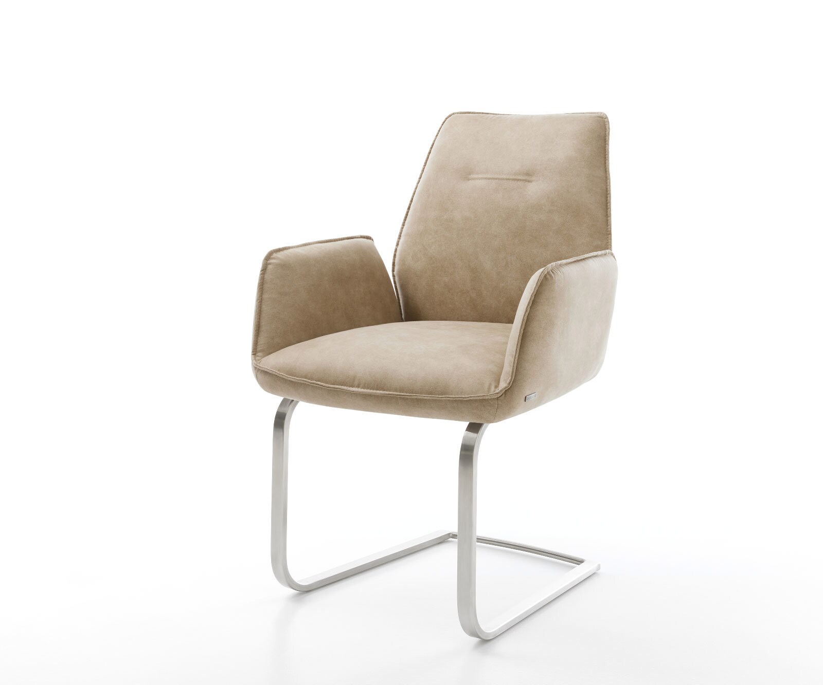 Sledemodel Zoa-Flex microvelours beige vintage sledemodel vlak roestvrij staal pocketveer kern