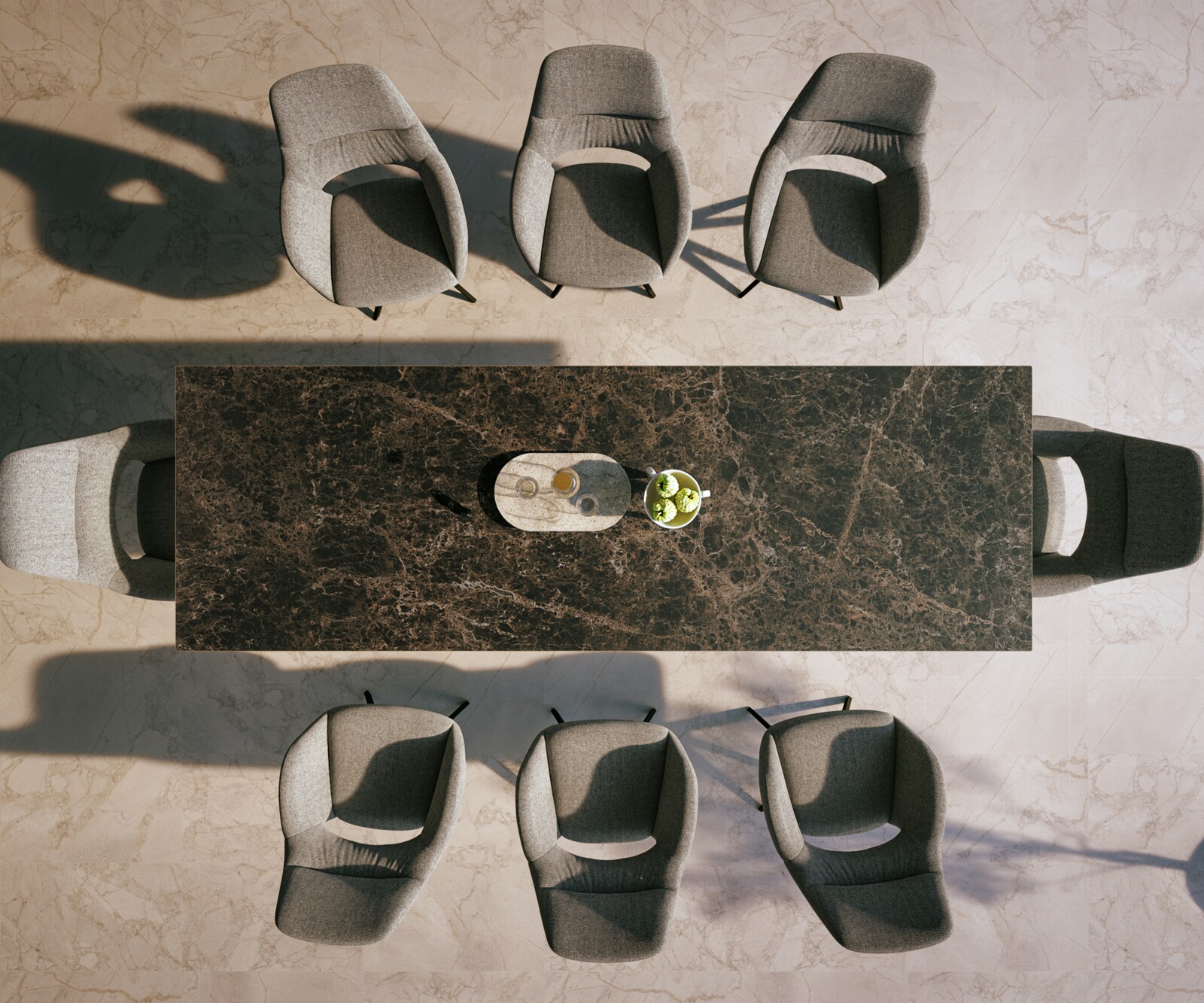 Outdoortafel Edge 300x100 cm keramiek Laminam® Emperador Extra Lucidato donkerbruin kruispoot rechthoekig zwart 6