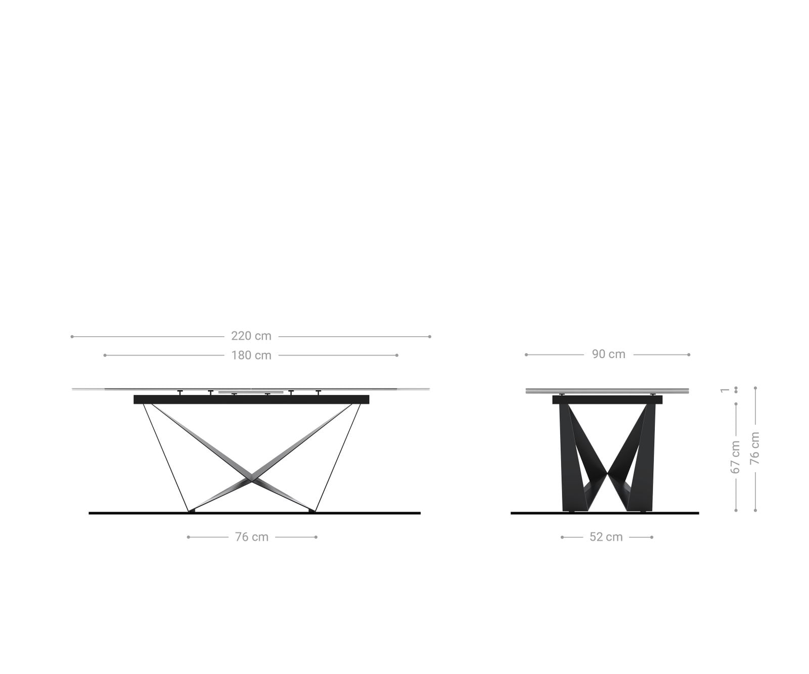 Eettafel Edge 180-220x90cm verre antiek-bruin middenpoot vlak staal zilver 6 Eettafel Edge 180-220x90cm verre antiek-bruin middenpoot vlak staal zilver 6