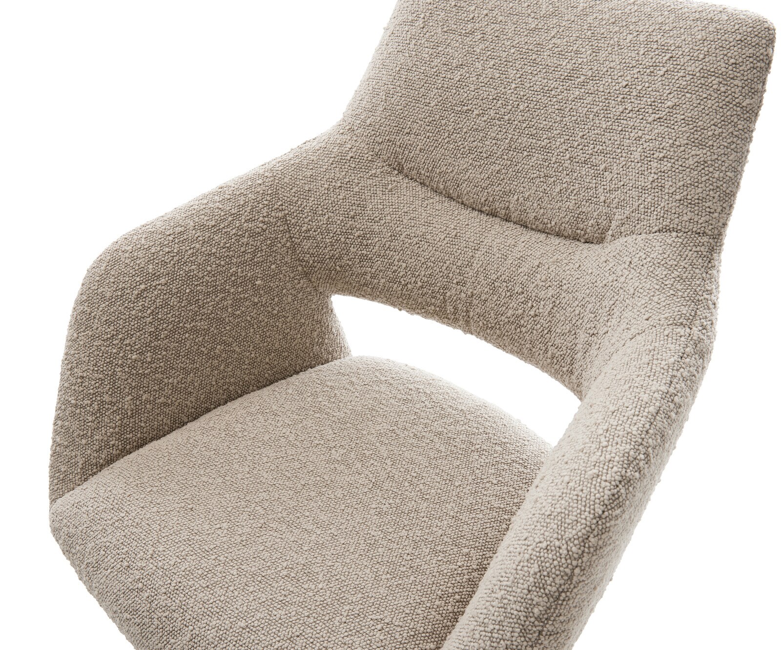 Barstoel Yago-Flex Bouclé Mud Vrijkantelframe plat metaal Zwart Pocketvering 4