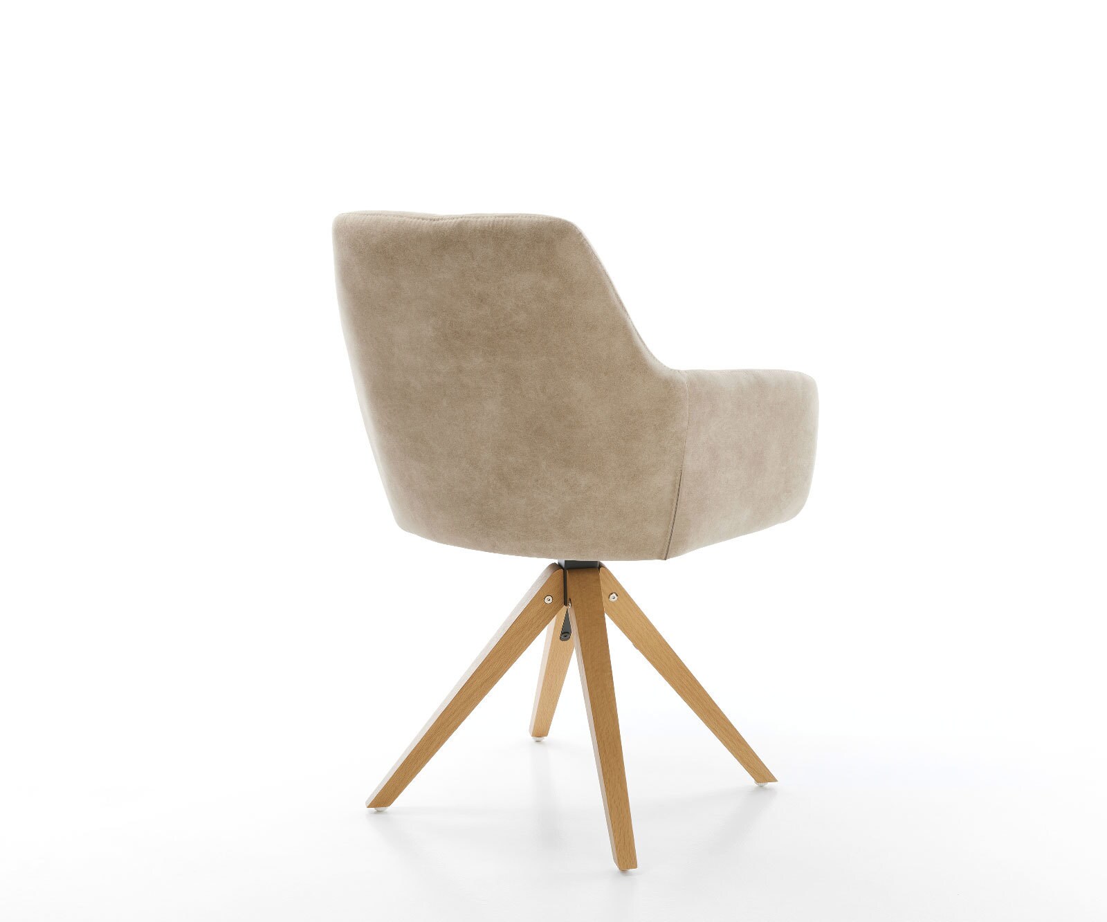 Eetkamerstoel Pejo-Flex microvelours beige vintage houten frame hoekig natuur pocketveer kern 4