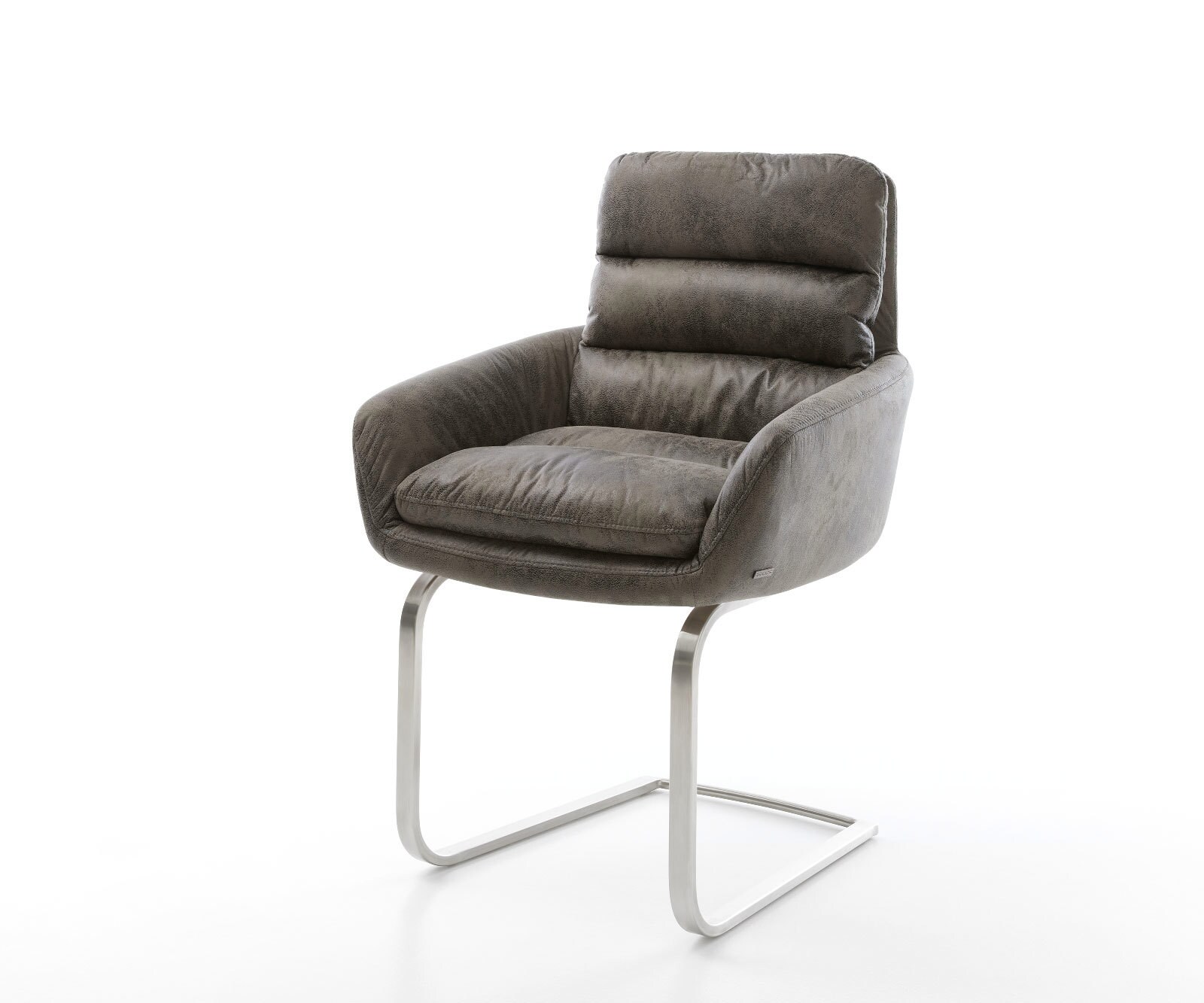 Sledemodel Abelia-Flex met armleuning microvelours grijs antiek sledemodel vlak roestvrij staal