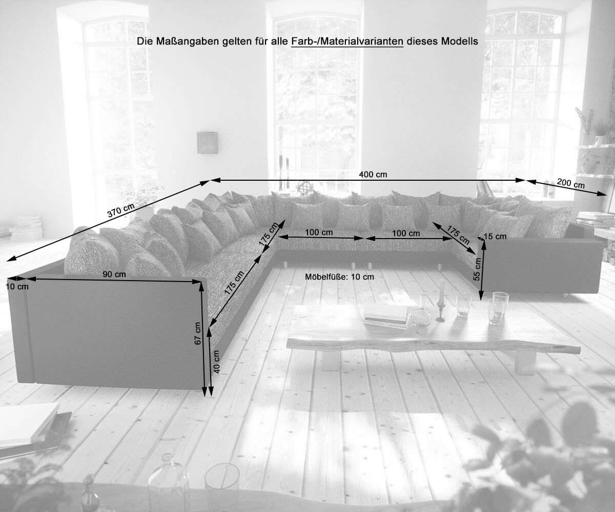 Woonlandschap Clovis XXL zwart modulair hocker armleuning ottomane rechts 6