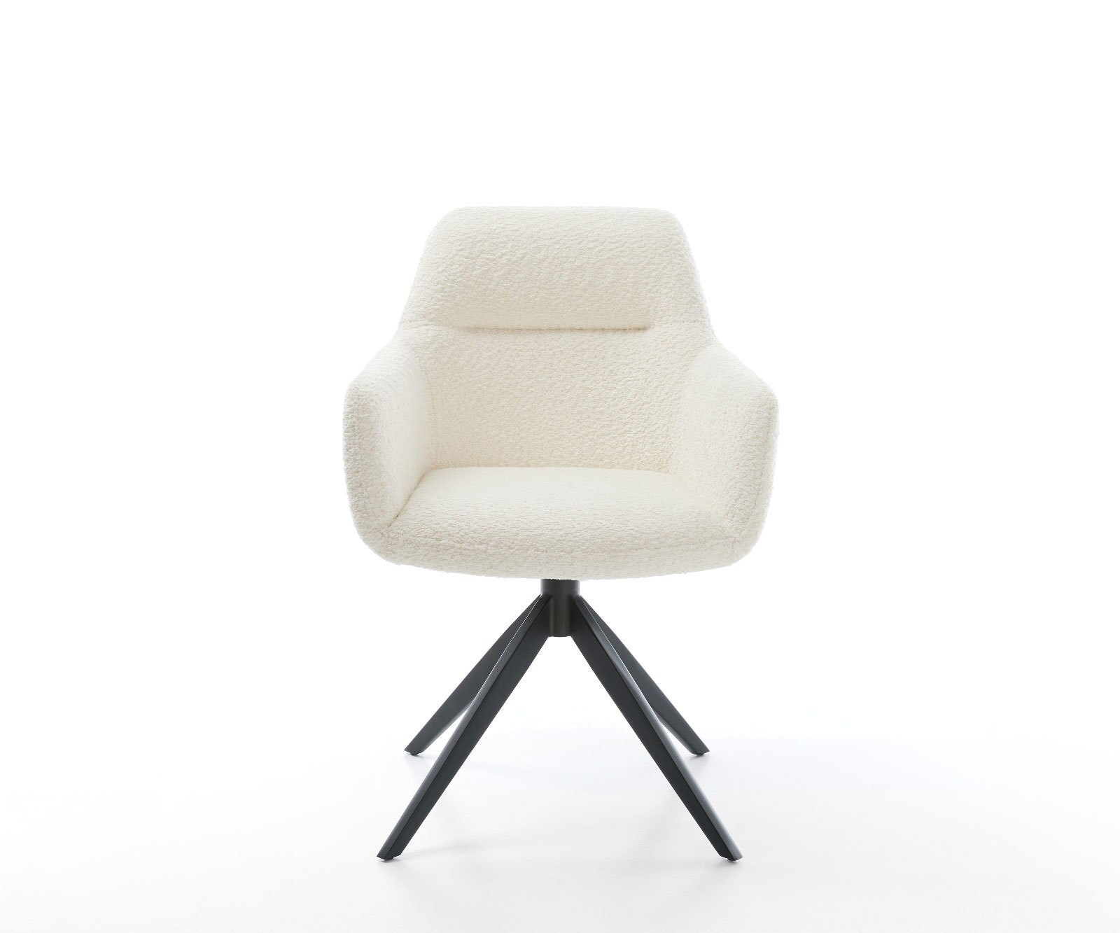 Draaistoel Pejo-Flex bouclé wit kruisframe breed zwart 360° draaibaar rocker-functie pocketveer kern 1