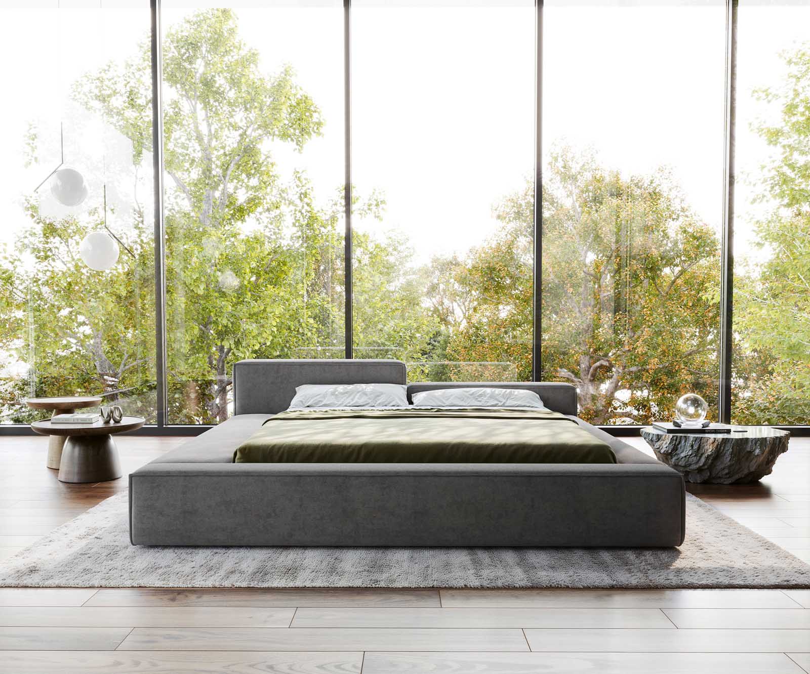 Bedframe Kalinea 180x200 cm microvezel grijs 1