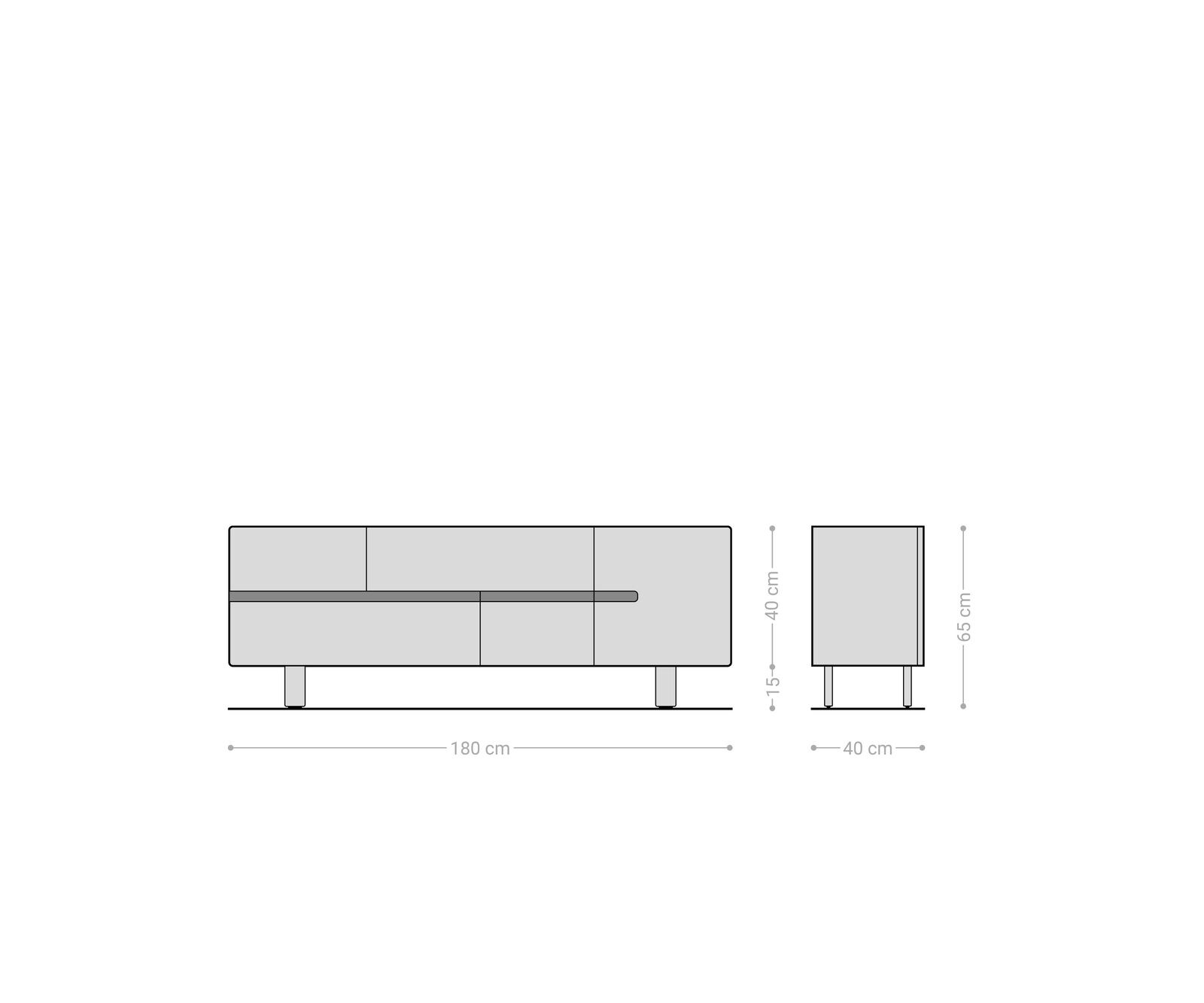 Dressoir Tiamar 180 cm iepenhout natuur 1 deur 4 laden vierkante metalen poten zwart 8