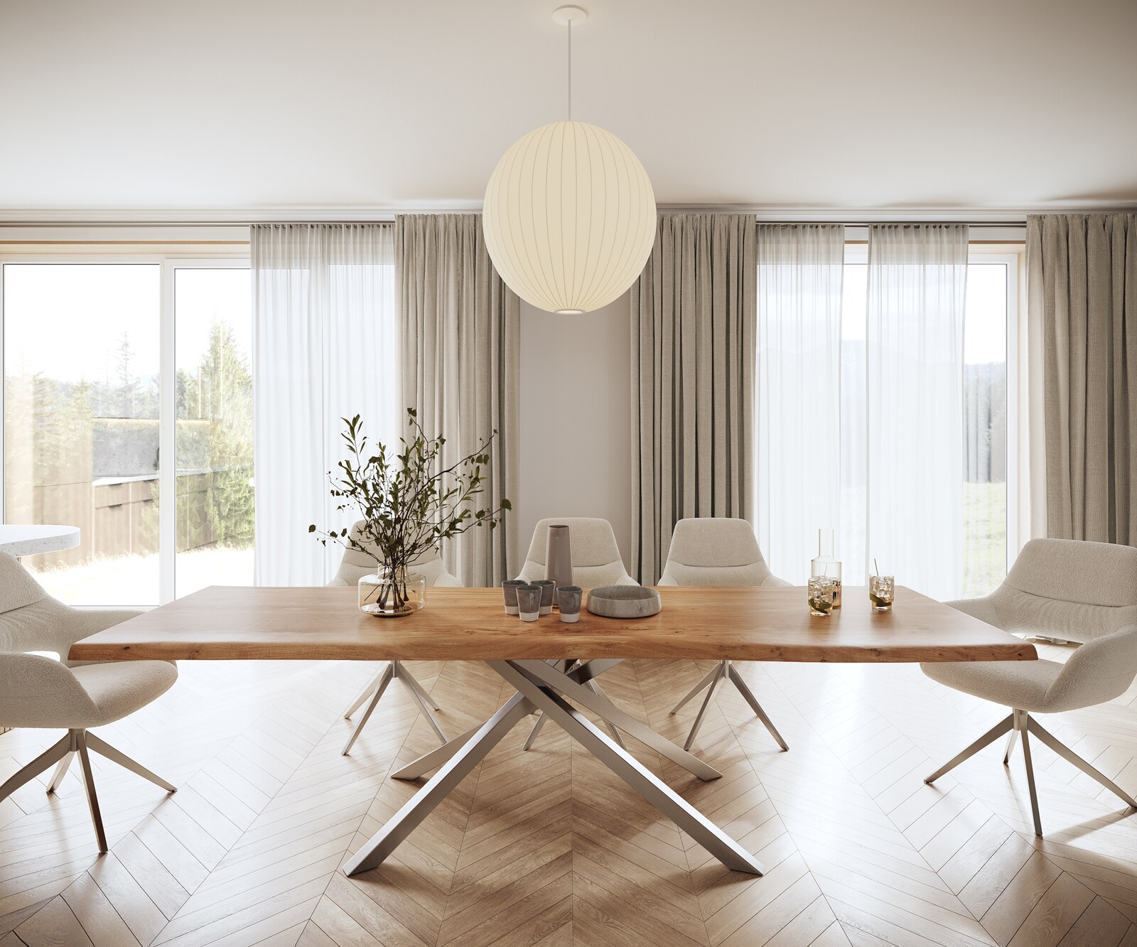 Eettafel Edge 280x100 XL acacia natuur kruisframe rechthoek roestvrij staal  Live-Edge 1