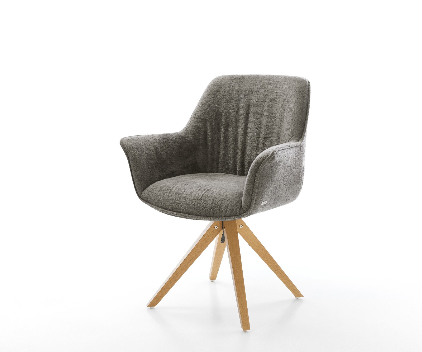 Draaistoel Keila-Flex met armleuning bouclé zacht mud houten frame hoekig natuur 180° draaibaar 1