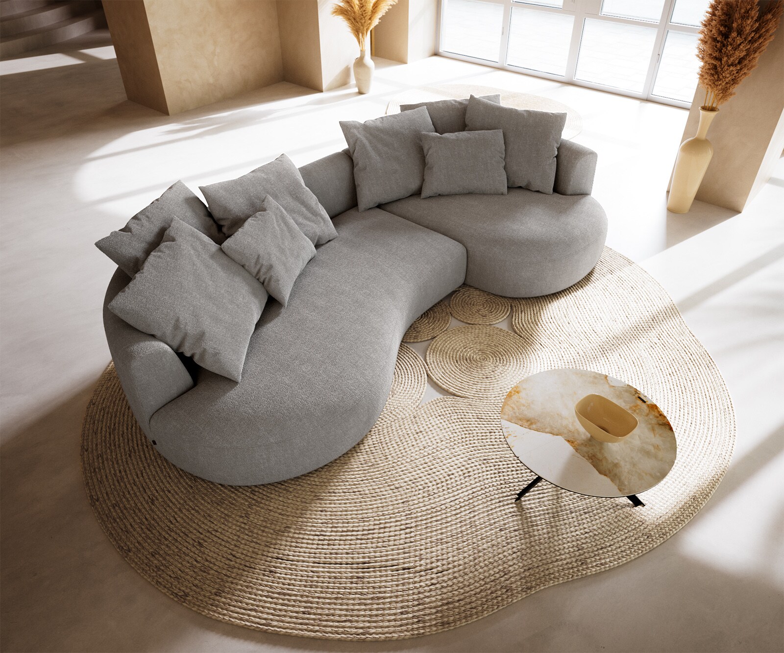 Big-Sofa Edina 330x170 cm structuurstof soft grijs 3