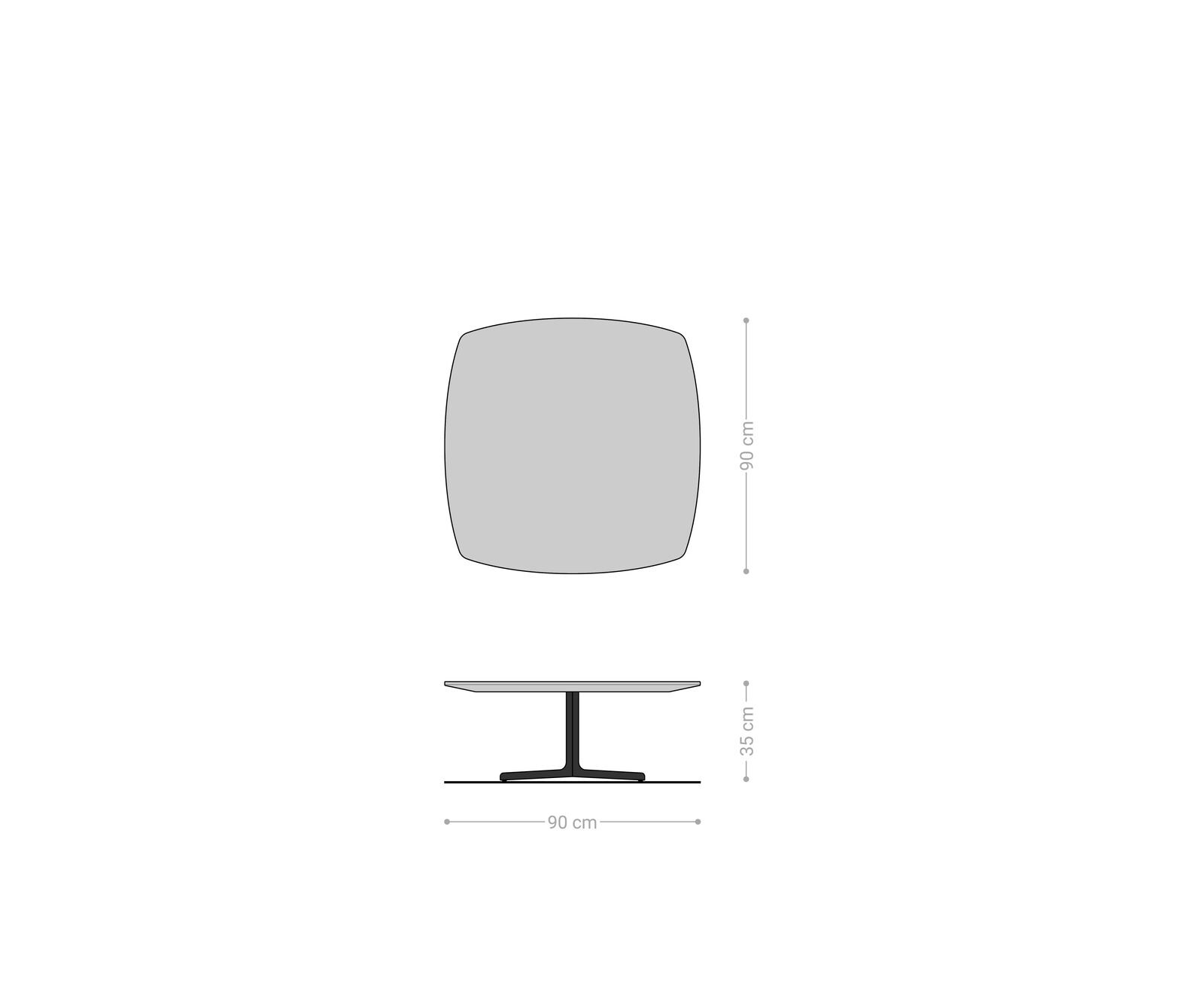 Salontafel Talita 90x90 cm iep natuur metaal effect afwerking titanium 5