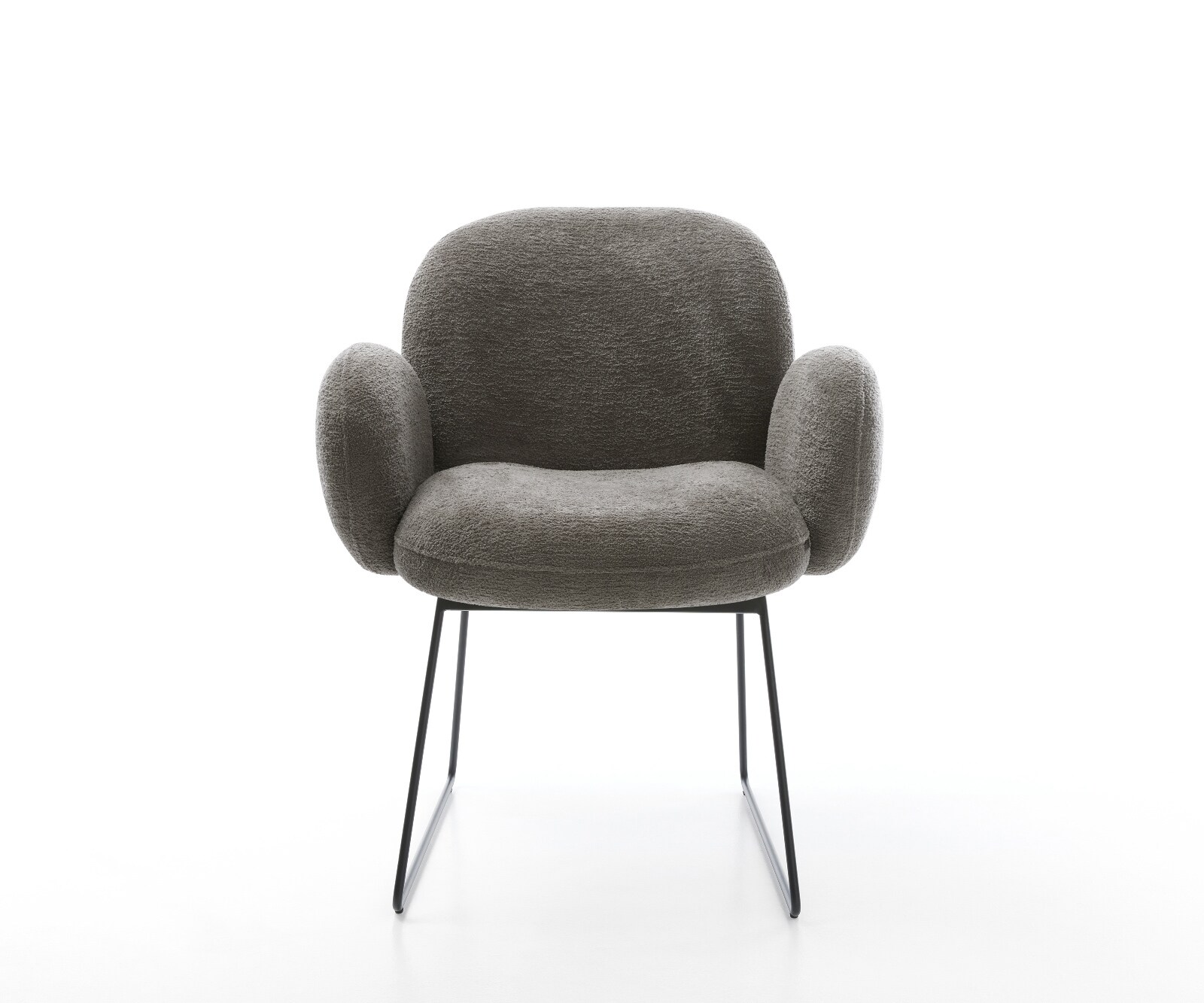 Eetkamerstoel Nube-Flex met armleuning bouclé zacht mud slipframe zwart pocketveer kern 1