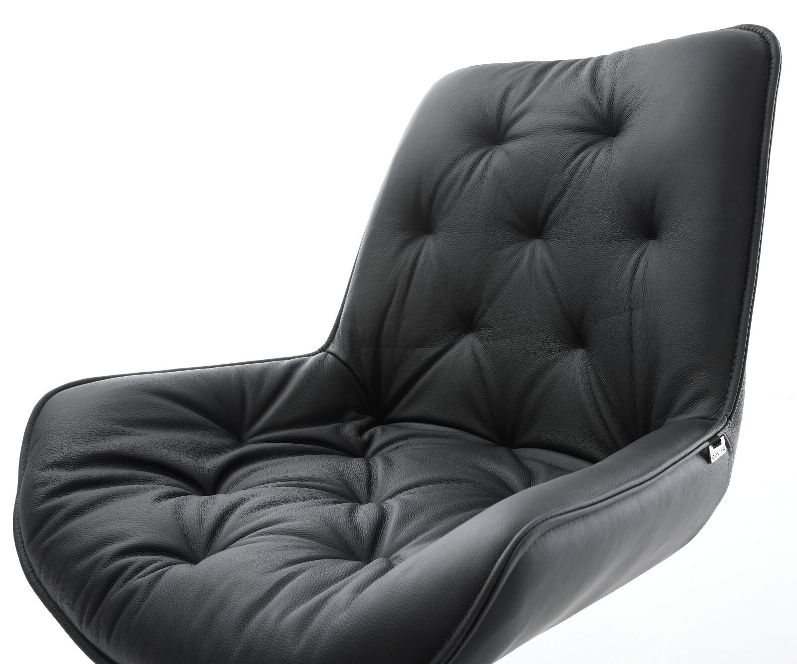 Draaistoel Taimi-Flex echt leer zwart kruisframe breed zwart 360° draaibaar rocker-functie 3