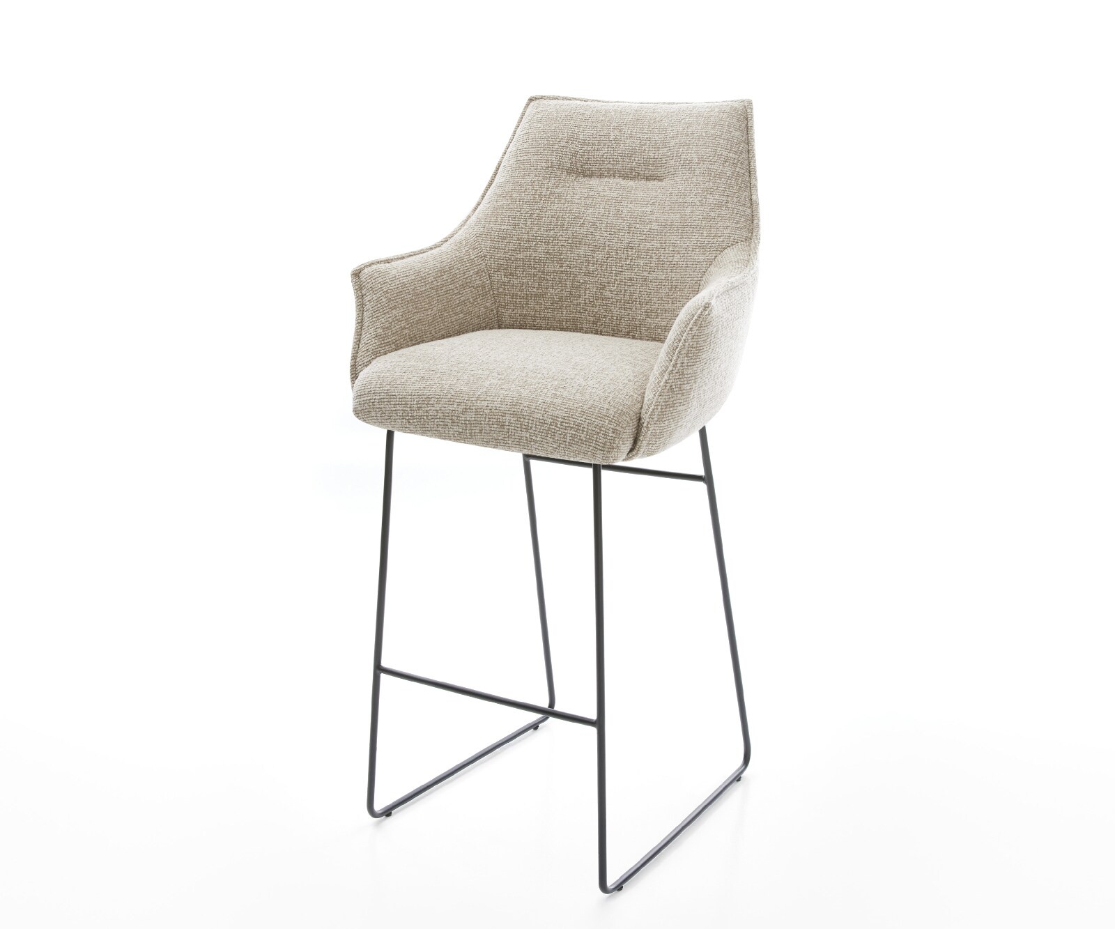 Barstoel Alja-Flex Zachte Geweven stof Beige Sledeonderstel metaal zwart Zwart Pocketvering 1