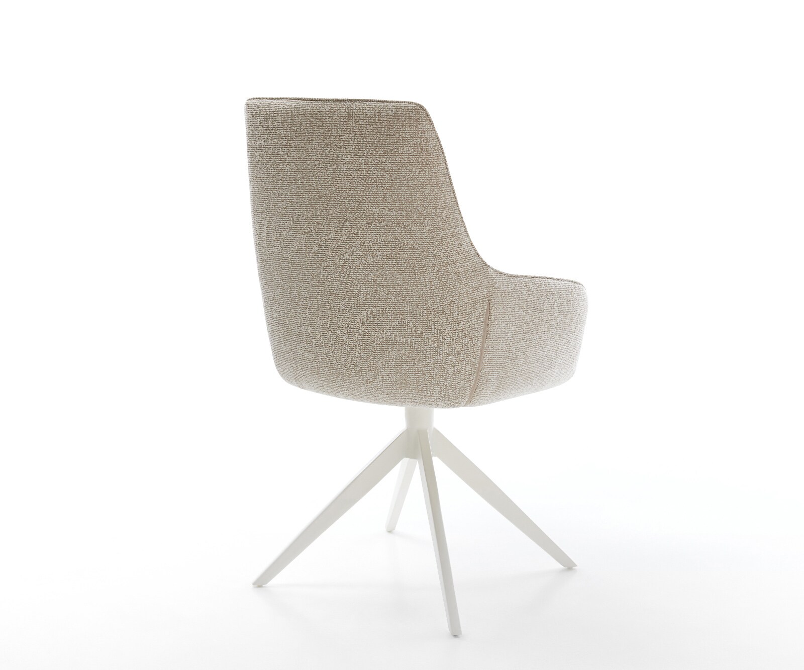 Draaistoel Zelia-Flex met armleuning geweven stof beige kruisframe breed wit 360° draaibaar rocker-functie pocketveer kern 5