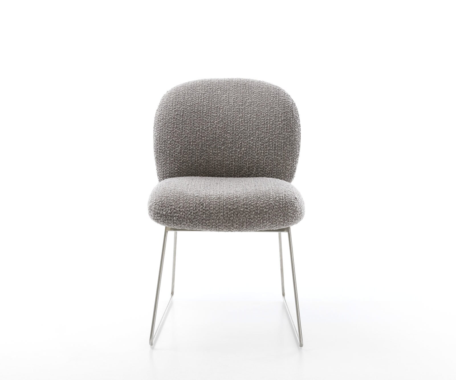 Eetkamerstoel Nube-Flex bouclé zilver grijs slipframe roestvrij staal pocketveer kern 2