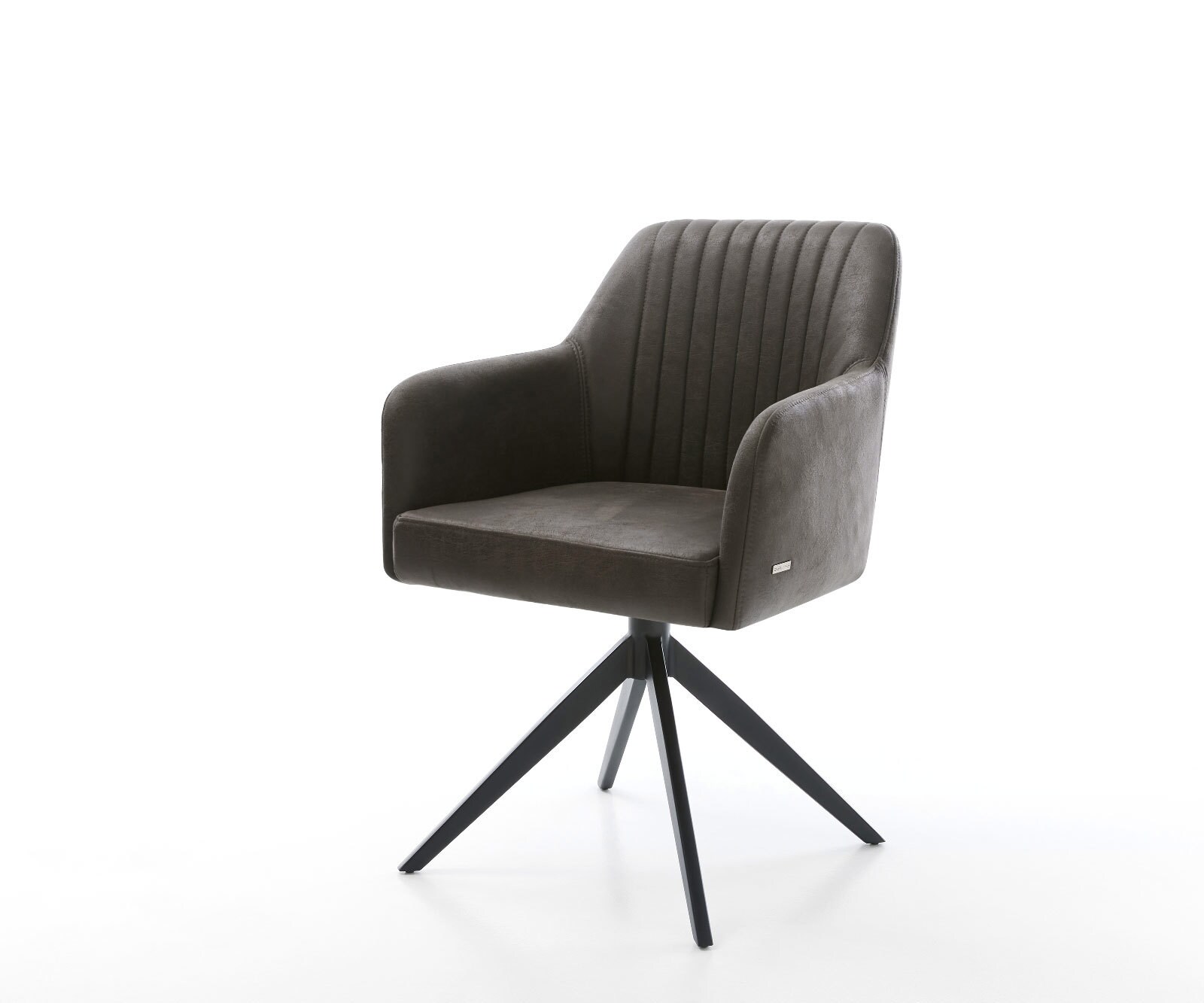 Draaistoel Greg-Flex microvelours antraciet vintage kruisframe breed zwart 360° draaibaar rocker-functie pocketveer kern