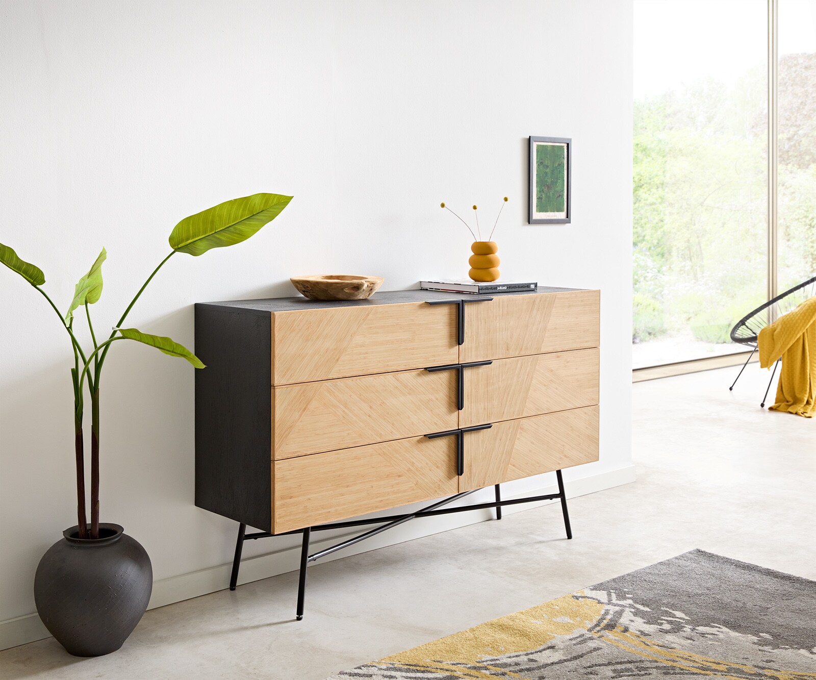 Dressoir Mikkusu bamboe naturel mango zwart 3