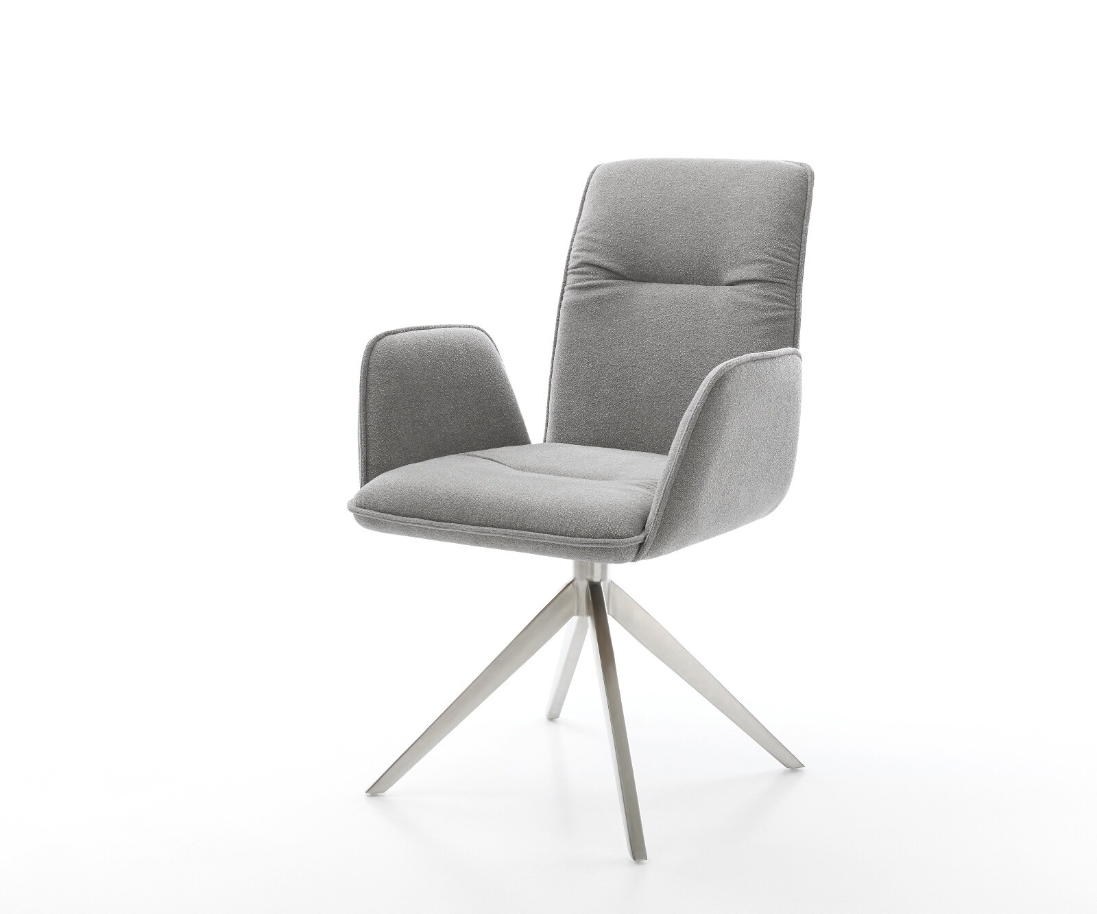 Draaistoel Vinja-Flex zachte stof met structuur grijs kruisframe breed roestvrij staal 360° draaibaar rocker-functie 1