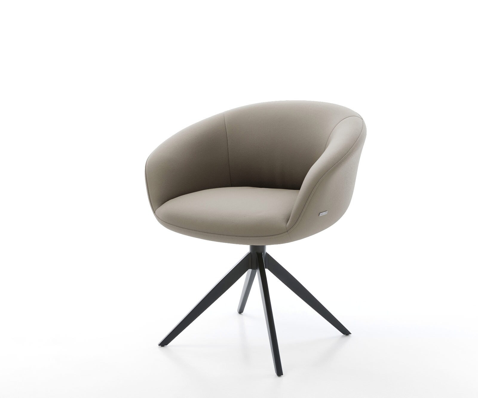 Draaistoel Vinka-Flex met armleuning echt leer mud kruisframe breed zwart 360° draaibaar rocker-functie pocketveer kern