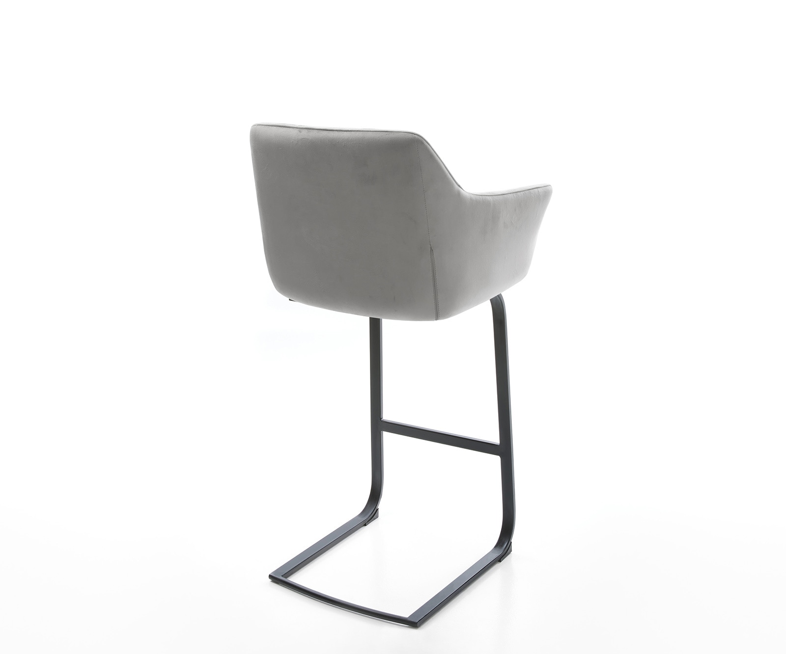 Barstoel Yulo-Flex fluweel grijs sledestoel vlak metaal 4 Barstoel Yulo-Flex fluweel grijs sledestoel vlak metaal 4