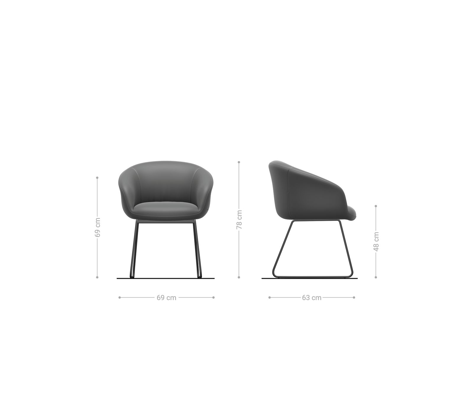 Eetkamerstoel Vinka-Flex met armleuning zachte stof met structuur grijs slipframe zwart pocketveer kern 5