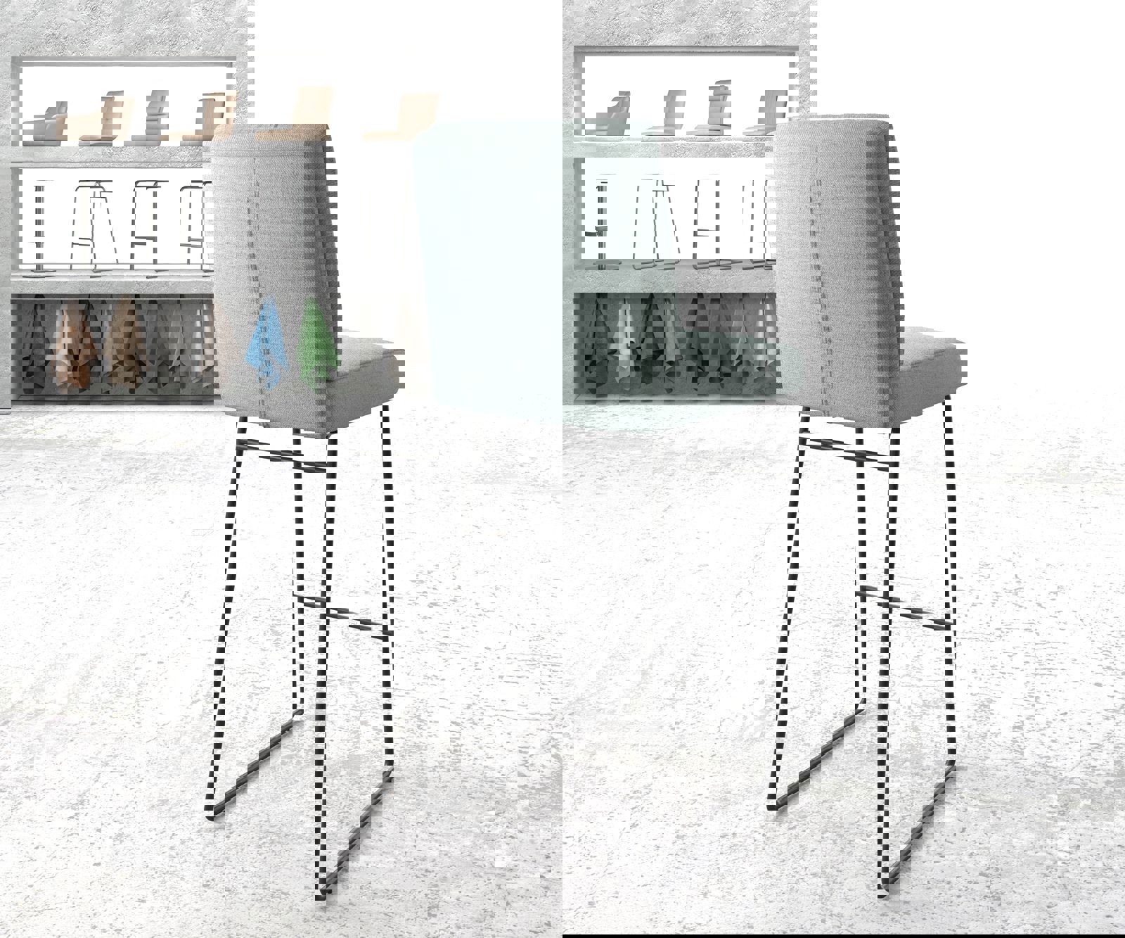 Barstoel Pela-Flex stripes mint slipframe metaal 2 Barstoel Pela-Flex stripes mint slipframe metaal 2