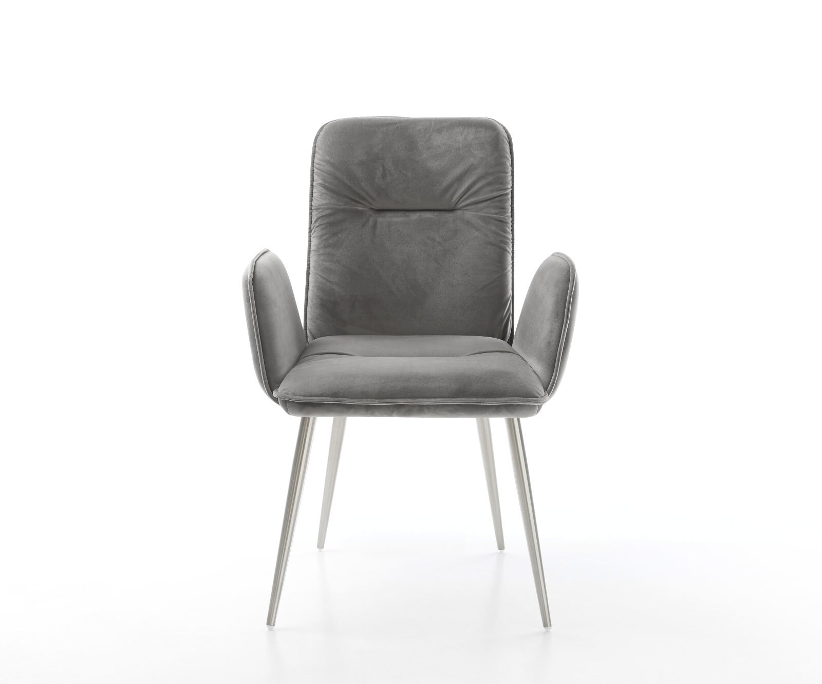 Eetkamerstoel Vinja-Flex fluweel grijs 4-poot conisch roestvrij staal 1 Eetkamerstoel Vinja-Flex fluweel grijs 4-poot conisch roestvrij staal 1