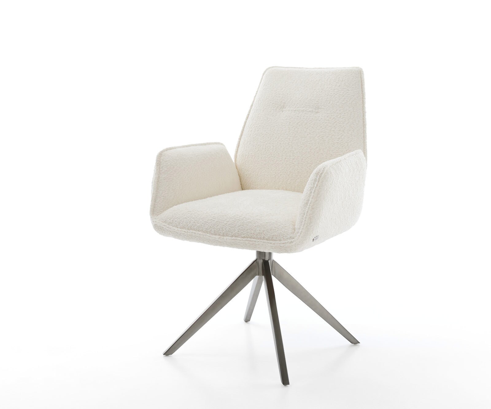 Draaistoel Zoa-Flex bouclé wit kruisframe breed grafiet 360° draaibaar rocker-functie pocketveer kern