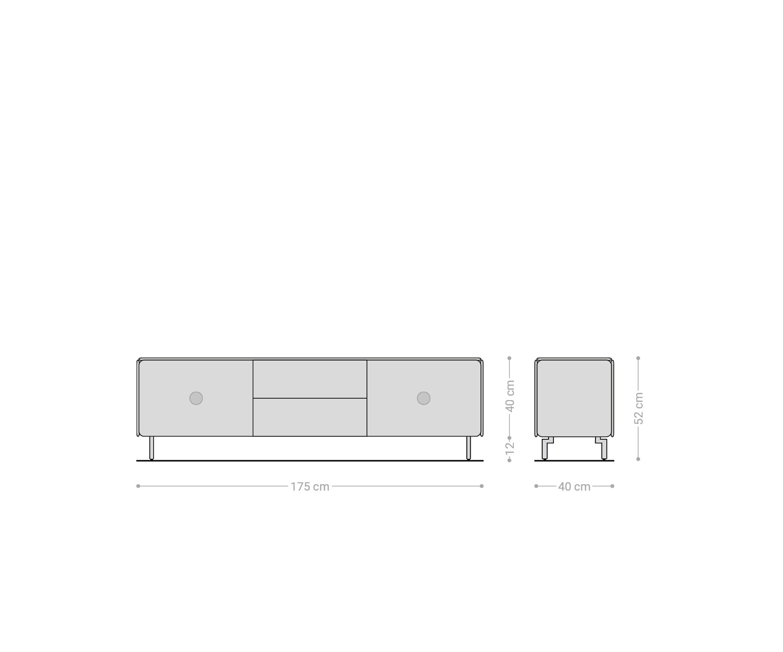 TV-meubel Shavani 175 cm acacia natuur 2 deuren 2 lades ovale poot van RVS 6 TV-meubel Shavani 175 cm acacia natuur 2 deuren 2 lades ovale poot van RVS 6