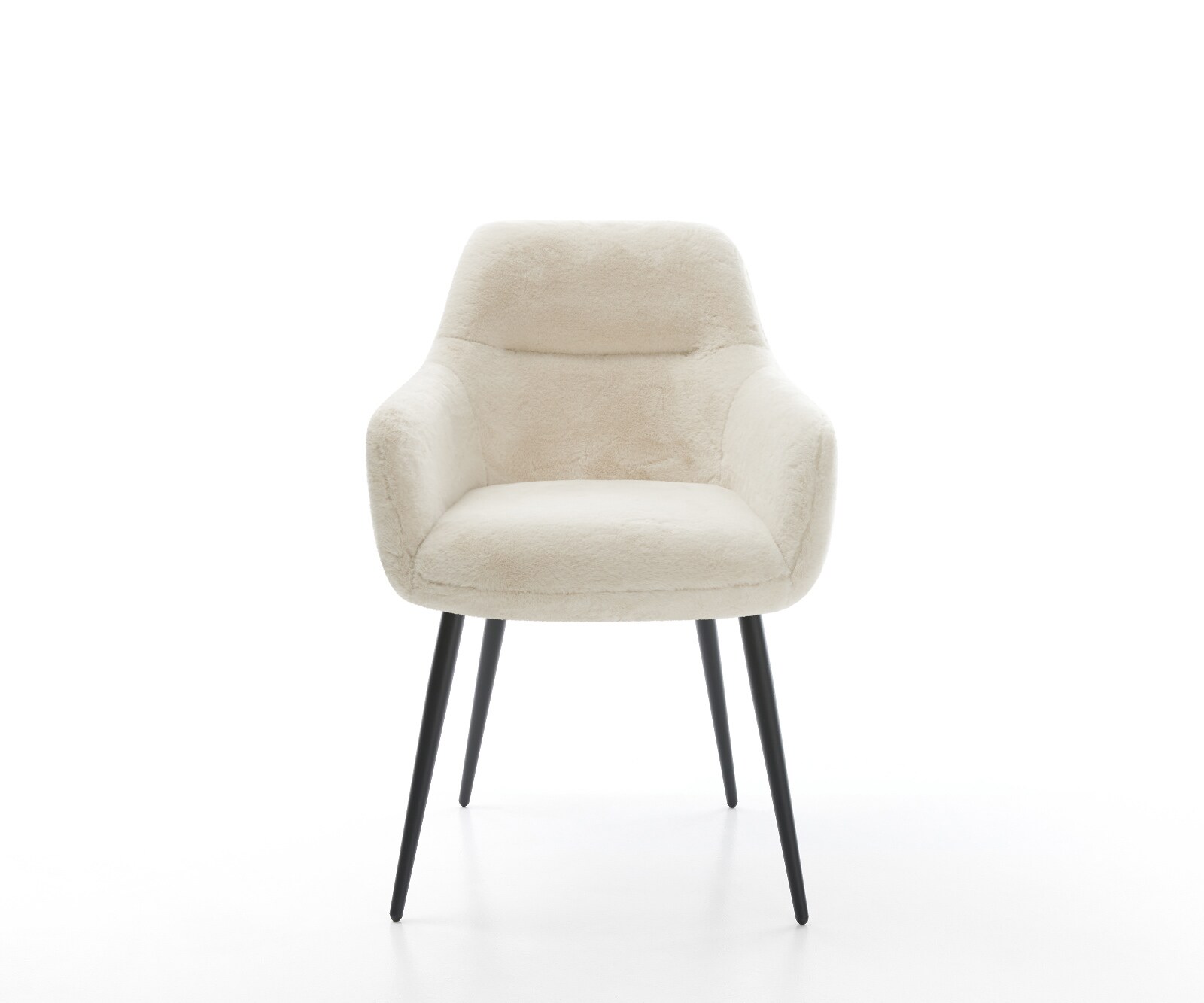 Eetkamerstoel Pejo-Flex pluchen crème-wit 4-poot conisch zwart pocketveer kern 2