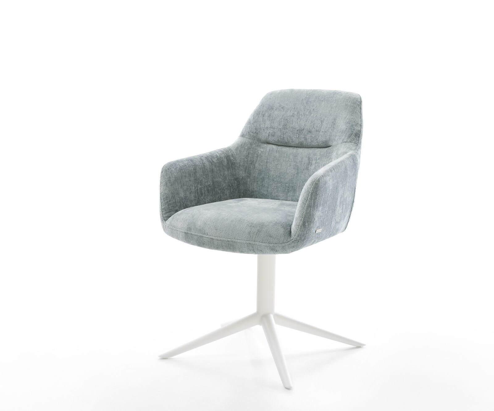 Draaistoel Pejo-Flex chenille pastelblauw kruispoot wit 360° draaibaar rocker-functie pocketveer kern