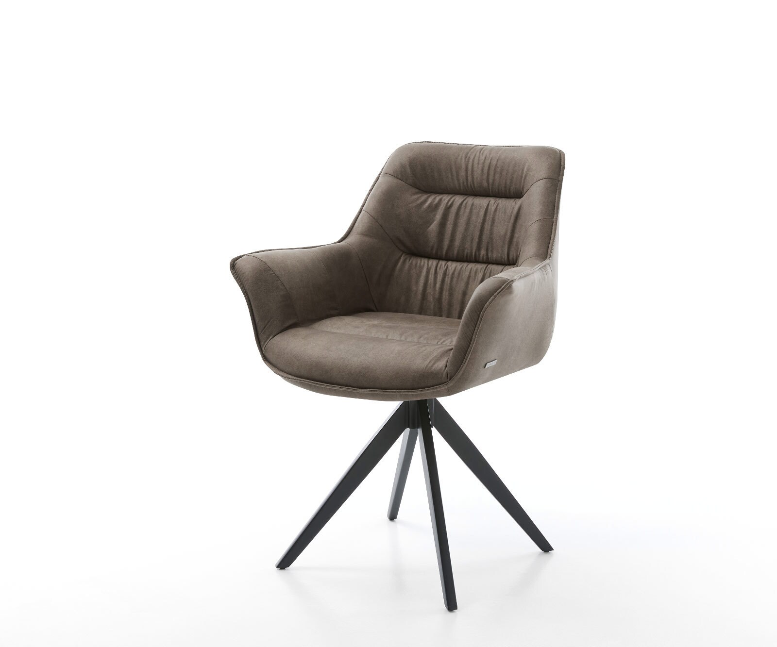 Eetkamerstoel Kaira-Flex microvelours taupe vintage kruisframe hoekig zwart