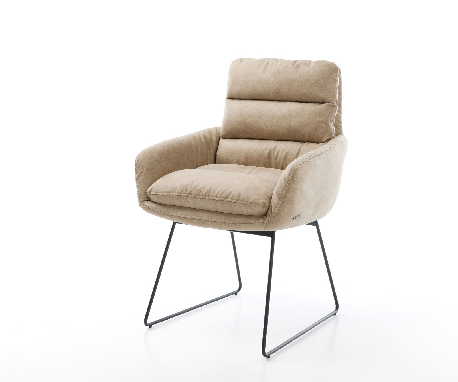 Eetkamerstoel Abelia-Flex met armleuning microvelours beige vintage slipframe zwart Eetkamerstoel Abelia-Flex met armleuning microvelours beige vintage slipframe zwart