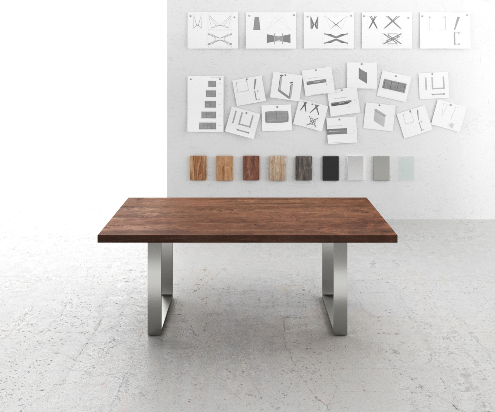 Eettafel Edge 200x100 XL acacia bruin roestvrijstaal smal 1 Eettafel Edge 200x100 XL acacia bruin roestvrijstaal smal 1