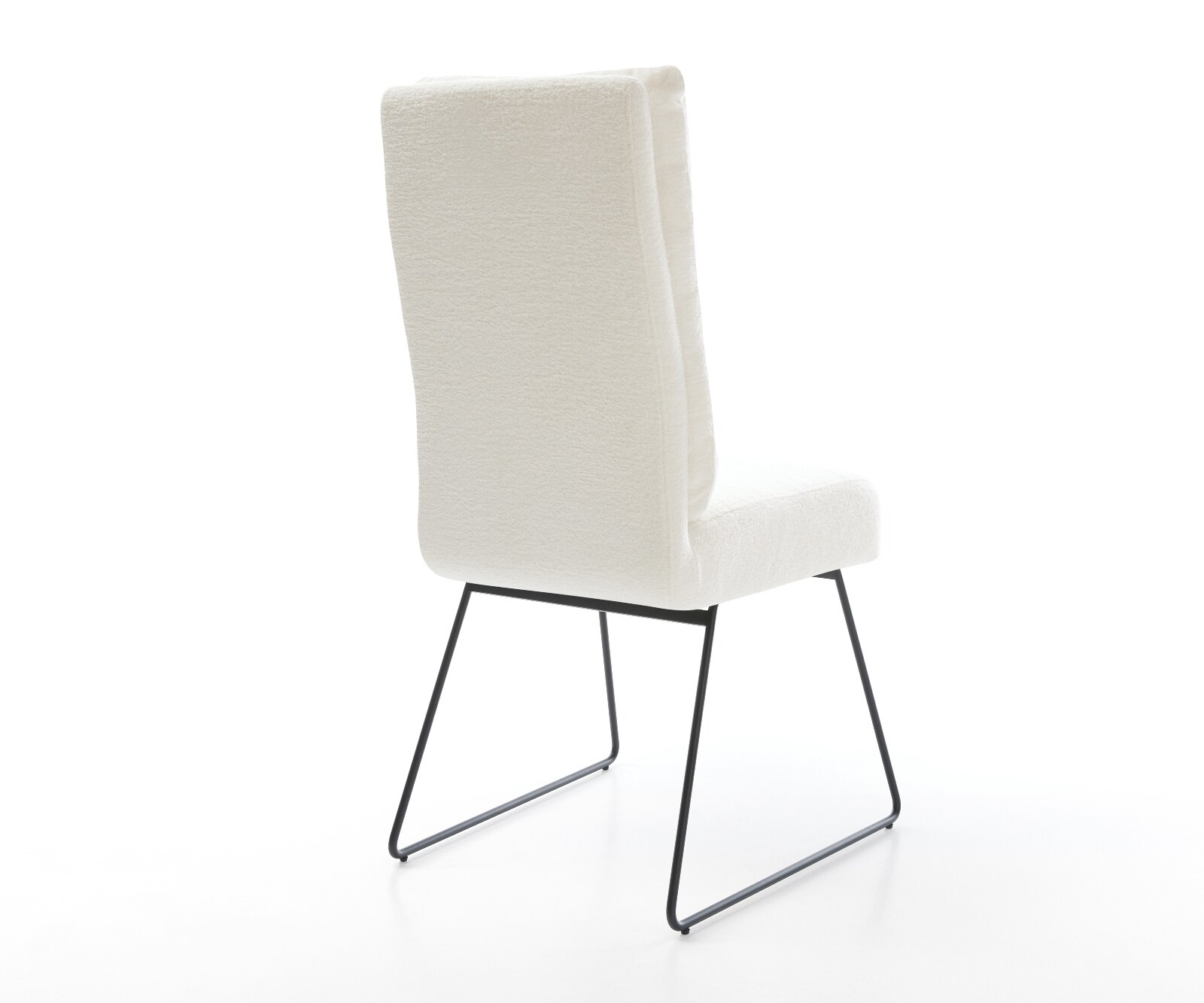 Eetkamerstoel Pela-Flex bouclé zacht beige slipframe zwart pocketveer kern 5