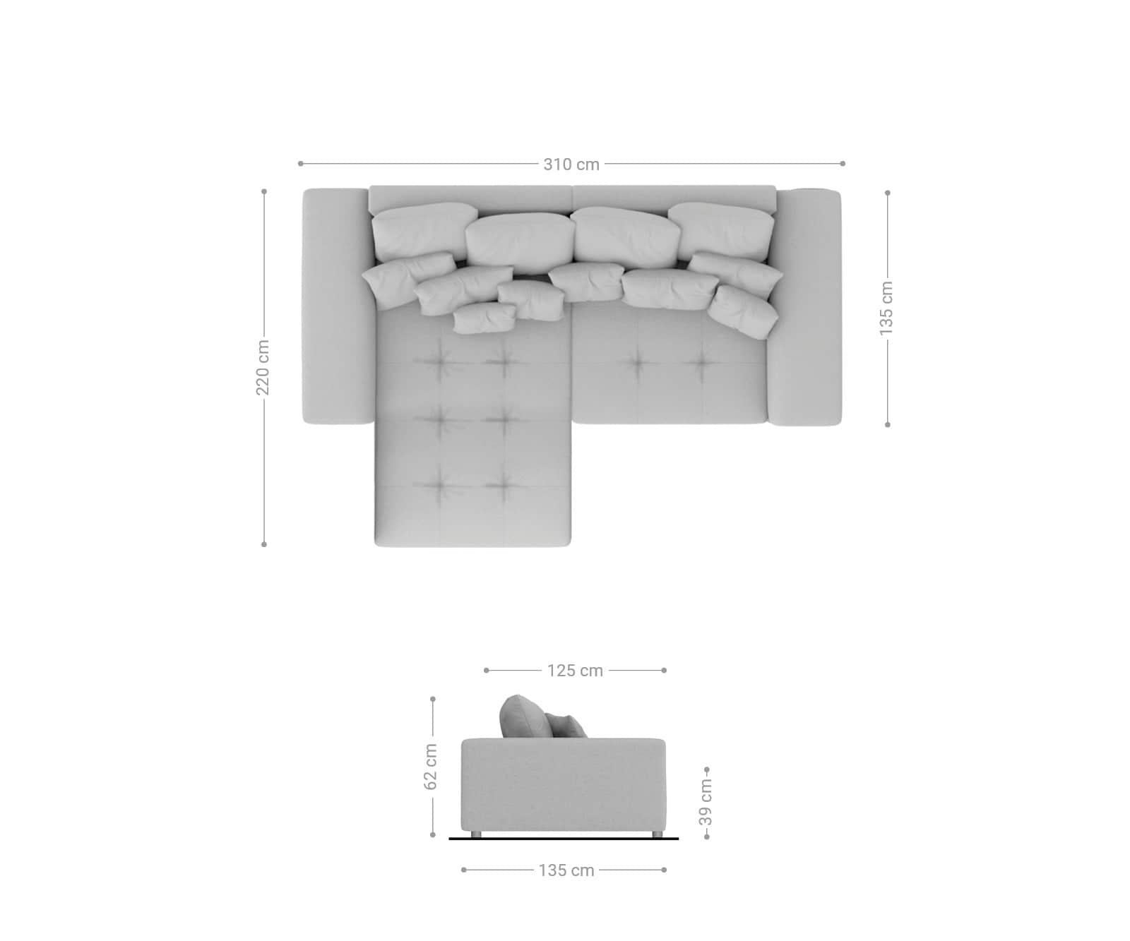 Hoekbank Violetta 300 x 220 cm kunstleer bruin recamiere variabel 7