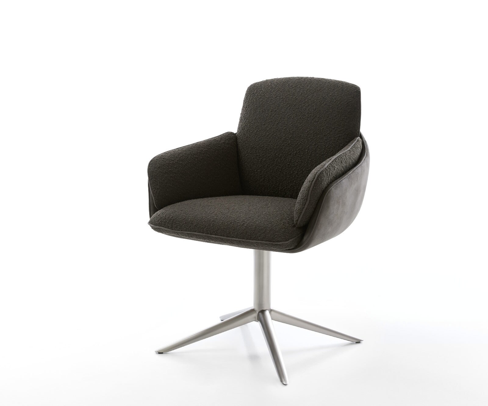 Draaistoel Luan-Flex met armleuning materiaalmix zwart kruispoot roestvrij staal 360° draaibaar rocker-functie 1